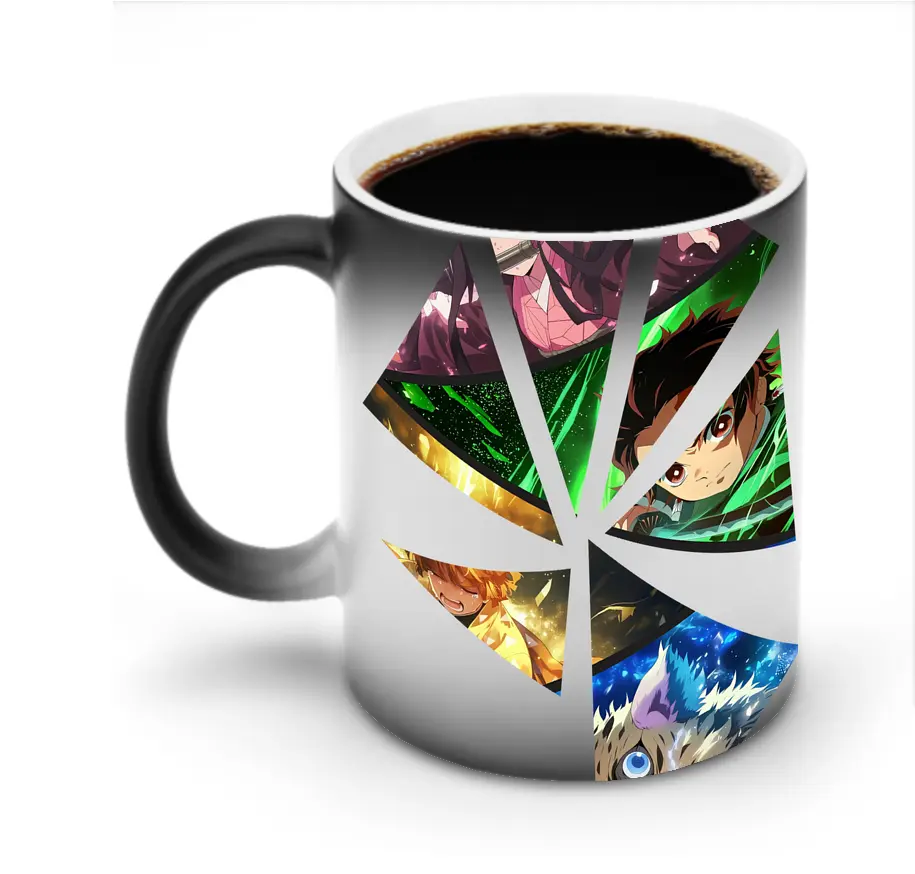 鬼滅の刃 グッズ,竈門 禰豆子 - 変色マグカップ ・ セラミック ・ 熱転写プリント ・ 耐久性 高品質 ・ ギフト・自宅用 コーヒー お茶