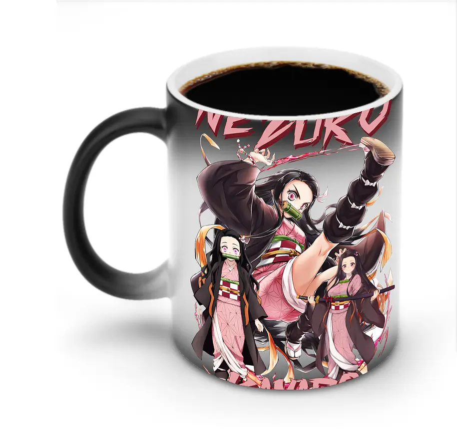 鬼滅の刃 グッズ,竈門 禰豆子 - 変色マグカップ ・ セラミック ・ 熱転写プリント ・ 耐久性 高品質 ・ ギフト・自宅用 コーヒー お茶