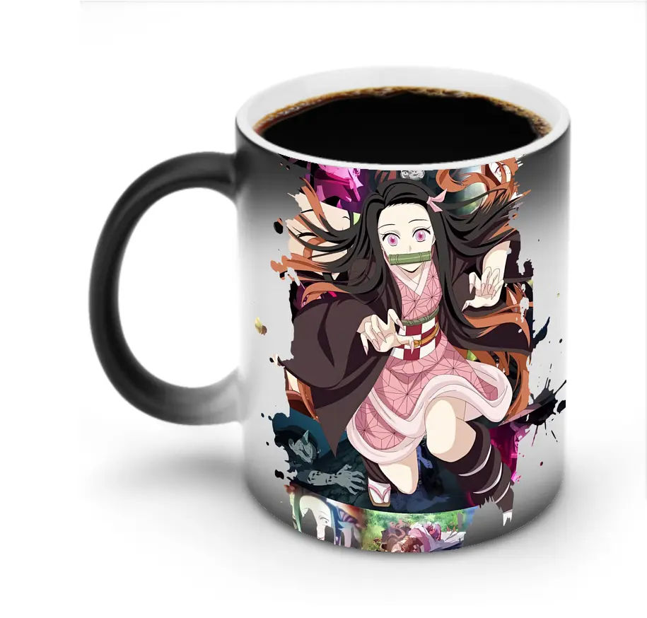 鬼滅の刃 グッズ,竈門 禰豆子 - 変色マグカップ ・ セラミック ・ 熱転写プリント ・ 耐久性 高品質 ・ ギフト・自宅用 コーヒー お茶