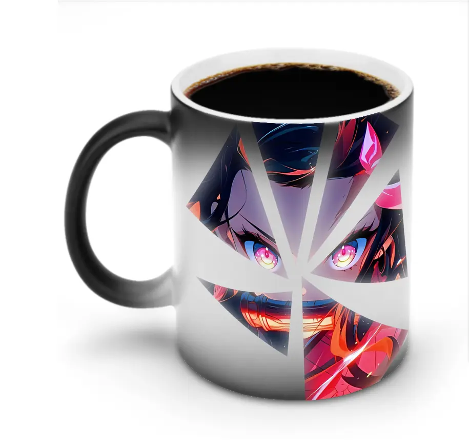 鬼滅の刃 グッズ,竈門 禰豆子 - 変色マグカップ ・ セラミック ・ 熱転写プリント ・ 耐久性 高品質 ・ ギフト・自宅用 コーヒー お茶