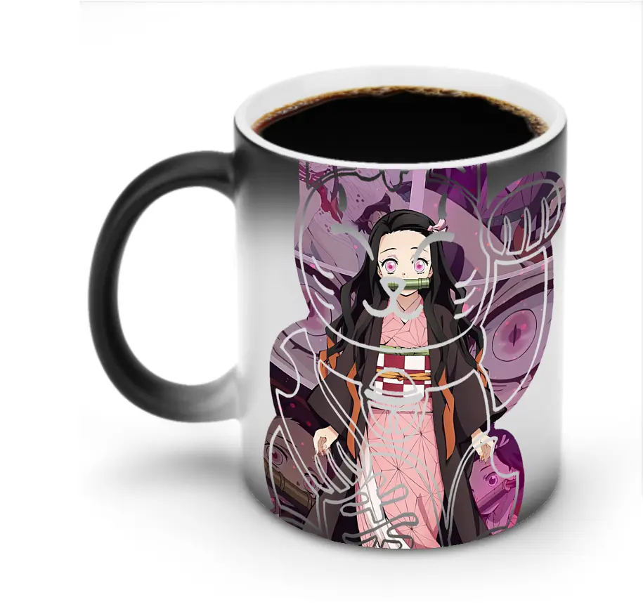 鬼滅の刃 グッズ,竈門 禰豆子 - 変色マグカップ ・ セラミック ・ 熱転写プリント ・ 耐久性 高品質 ・ ギフト・自宅用 コーヒー お茶