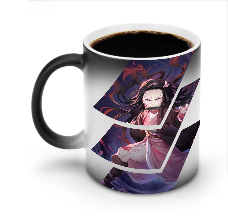 鬼滅の刃 グッズ,竈門 禰豆子 - 変色マグカップ ・ セラミック ・ 熱転写プリント ・ 耐久性 高品質 ・ ギフト・自宅用 コーヒー お茶