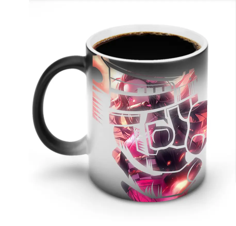 鬼滅の刃 グッズ,竈門 禰豆子 - 変色マグカップ ・ セラミック ・ 熱転写プリント ・ 耐久性 高品質 ・ ギフト・自宅用 コーヒー お茶