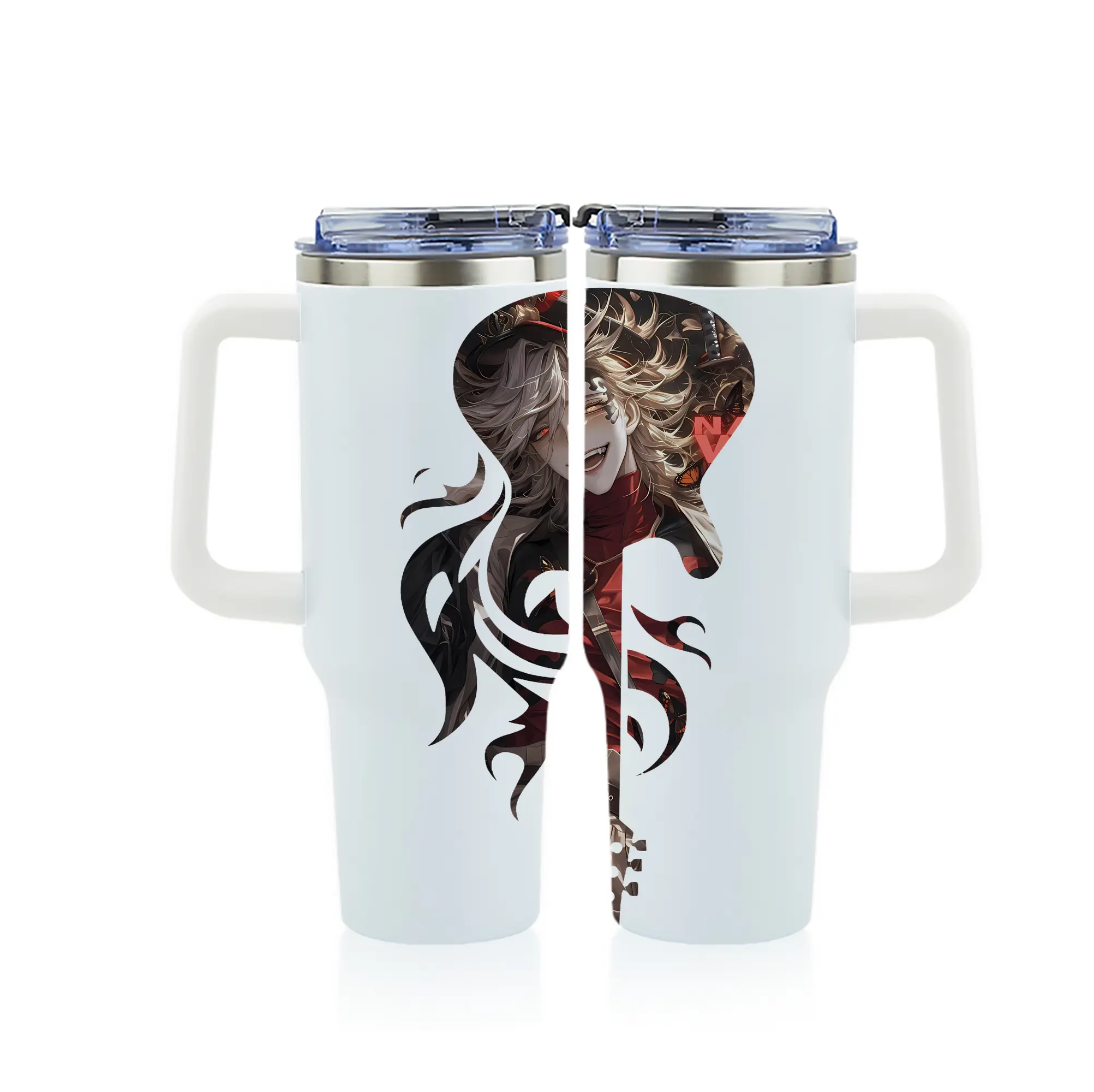 鬼滅の刃 グッズ,童磨 - 1200mL フルプリント車用タンブラー ・ 304ステンレス 内側 ・ 201ステンレス 外側 ・ 保温 保冷 ・ 通勤 ドライブ アウトドア用