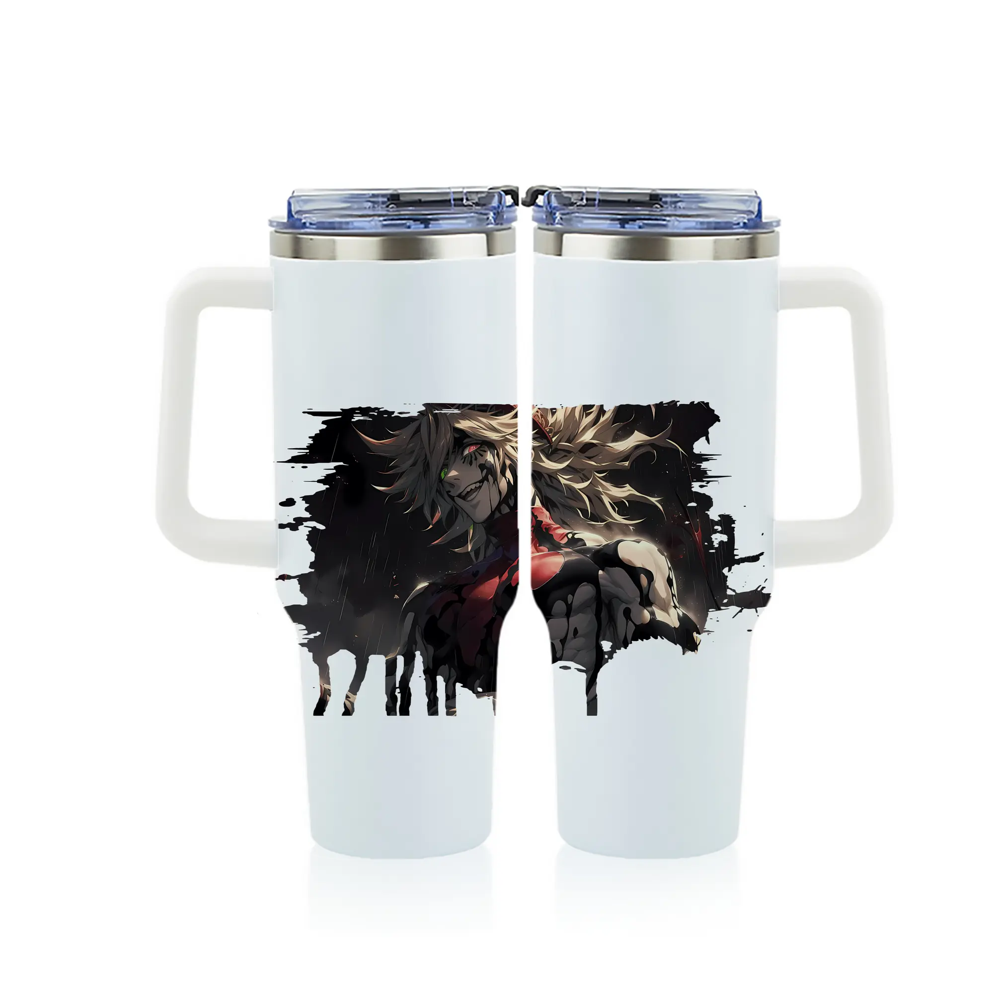 鬼滅の刃 グッズ,童磨 - 1200mL フルプリント車用タンブラー ・ 304ステンレス 内側 ・ 201ステンレス 外側 ・ 保温 保冷 ・ 通勤 ドライブ アウトドア用