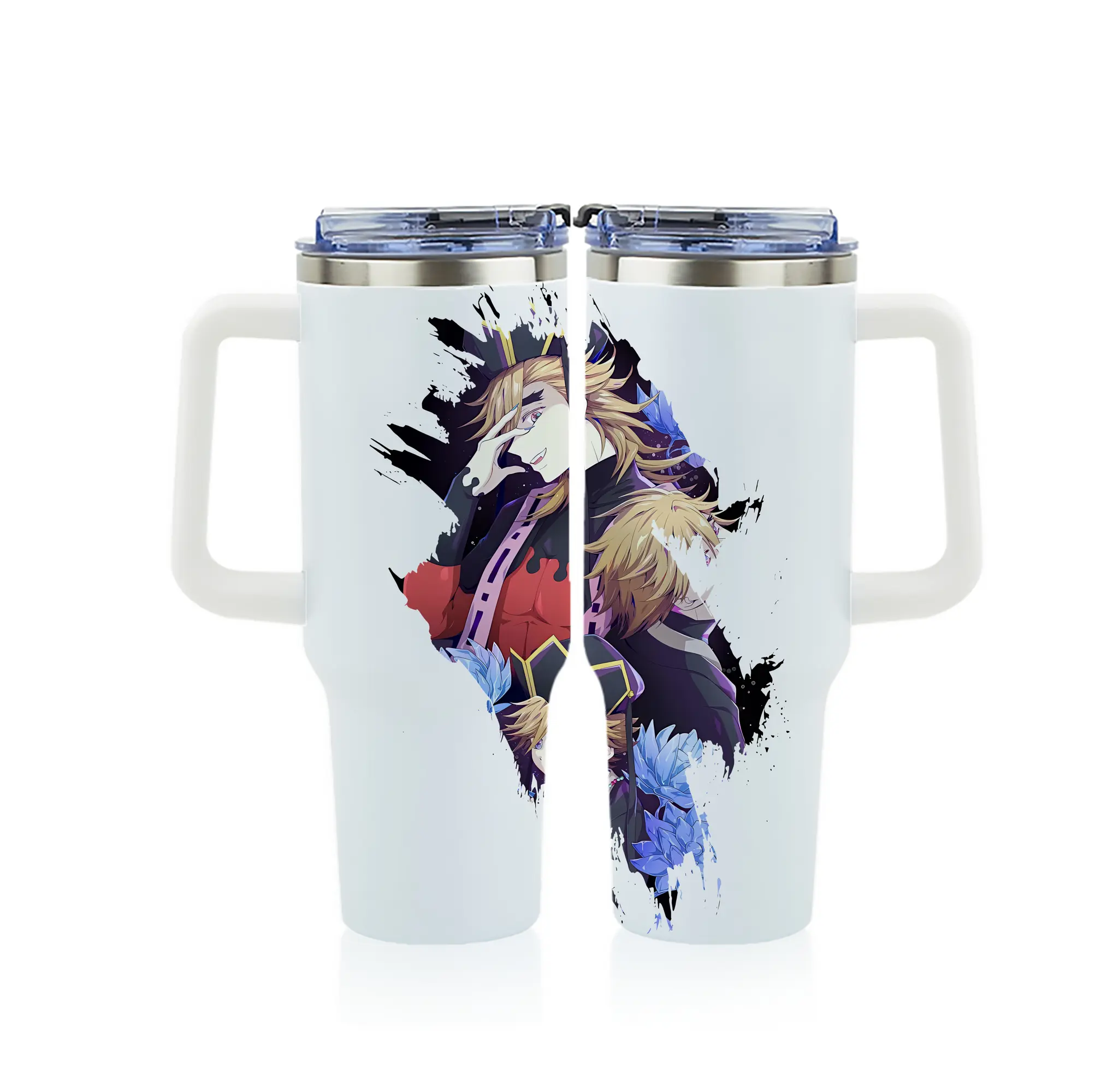 鬼滅の刃 グッズ,童磨 - 1200mL フルプリント車用タンブラー ・ 304ステンレス 内側 ・ 201ステンレス 外側 ・ 保温 保冷 ・ 通勤 ドライブ アウトドア用