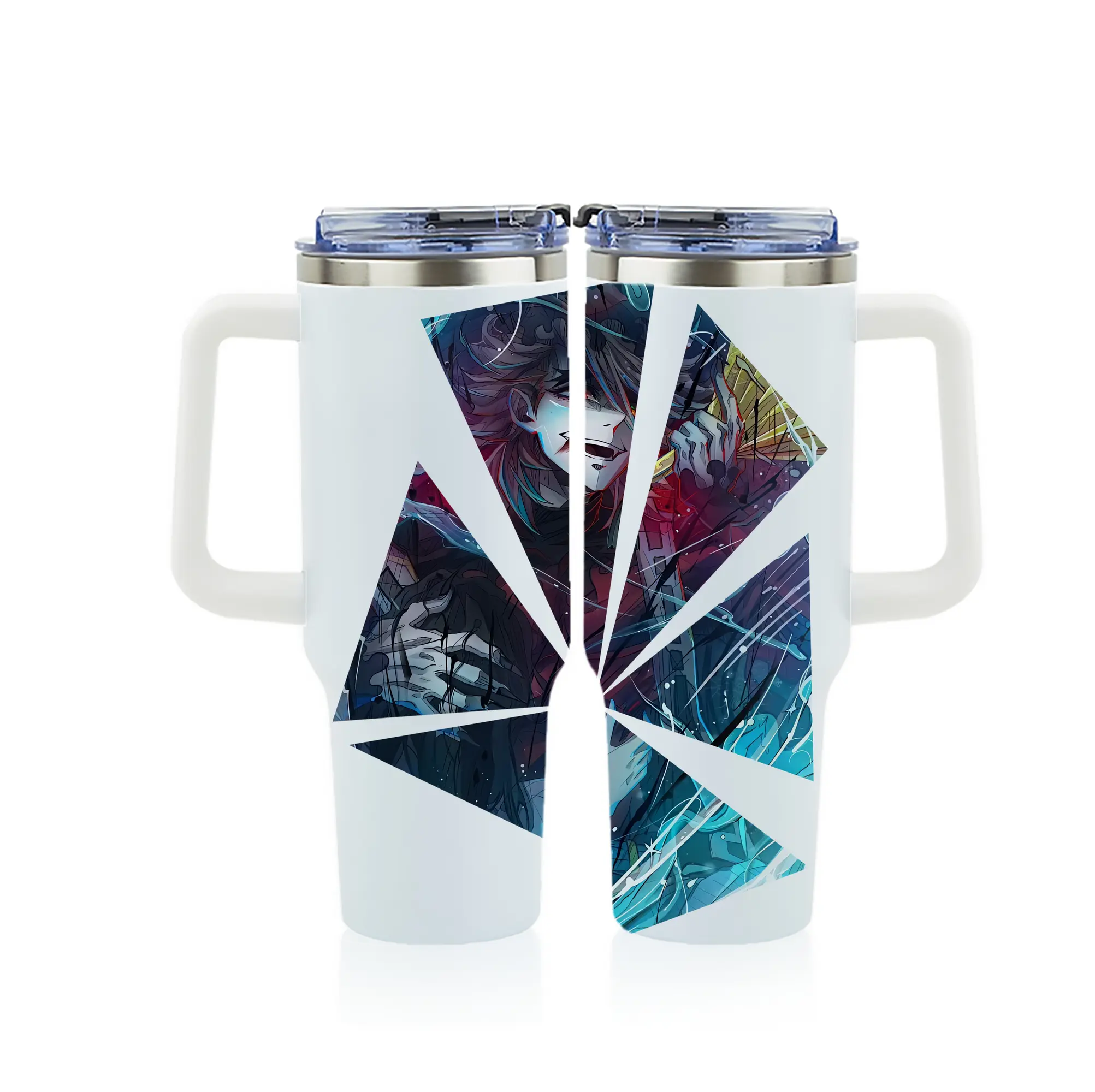 鬼滅の刃 グッズ,童磨 - 1200mL フルプリント車用タンブラー ・ 304ステンレス 内側 ・ 201ステンレス 外側 ・ 保温 保冷 ・ 通勤 ドライブ アウトドア用