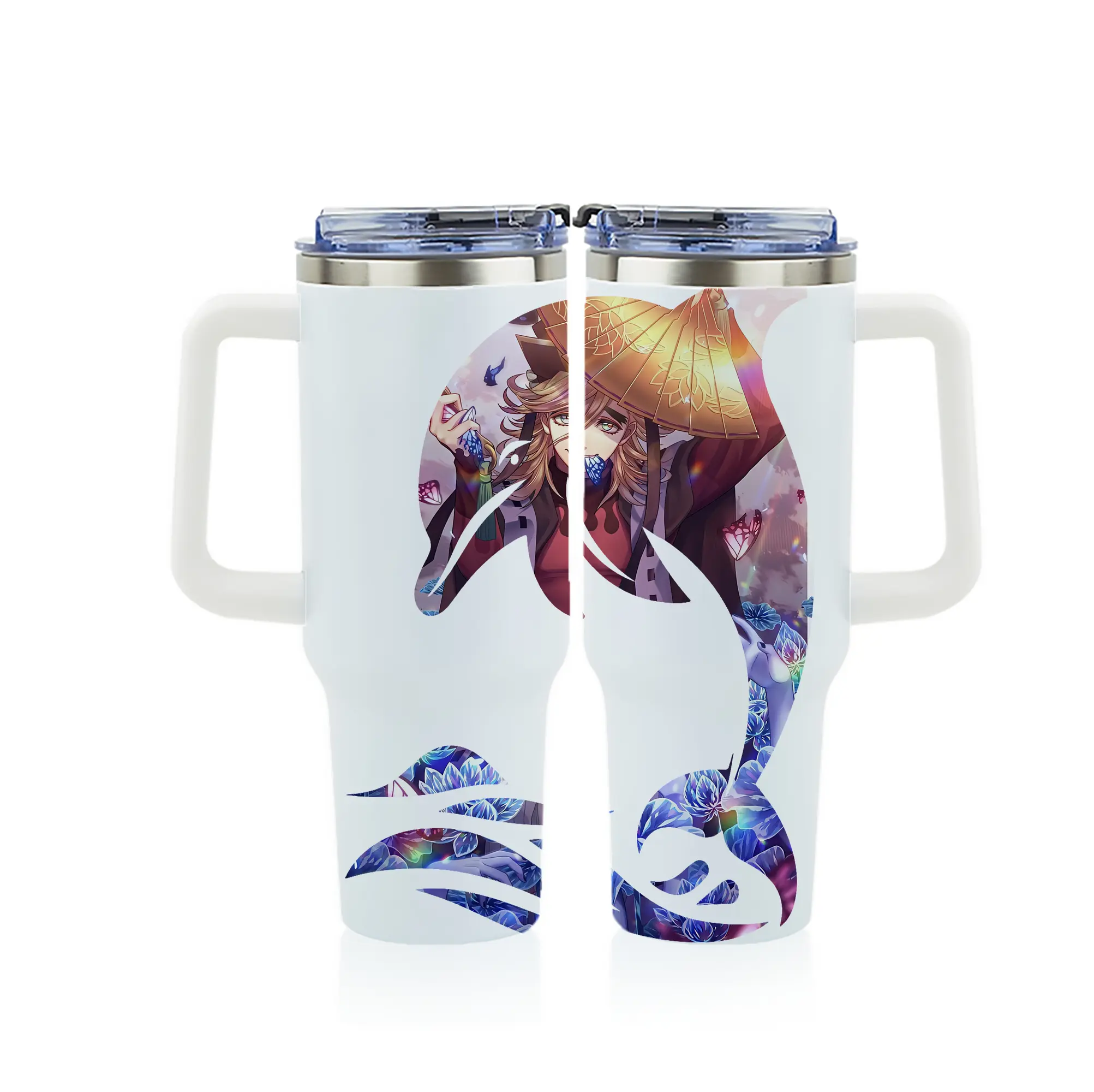 鬼滅の刃 グッズ,童磨 - 1200mL フルプリント車用タンブラー ・ 304ステンレス 内側 ・ 201ステンレス 外側 ・ 保温 保冷 ・ 通勤 ドライブ アウトドア用