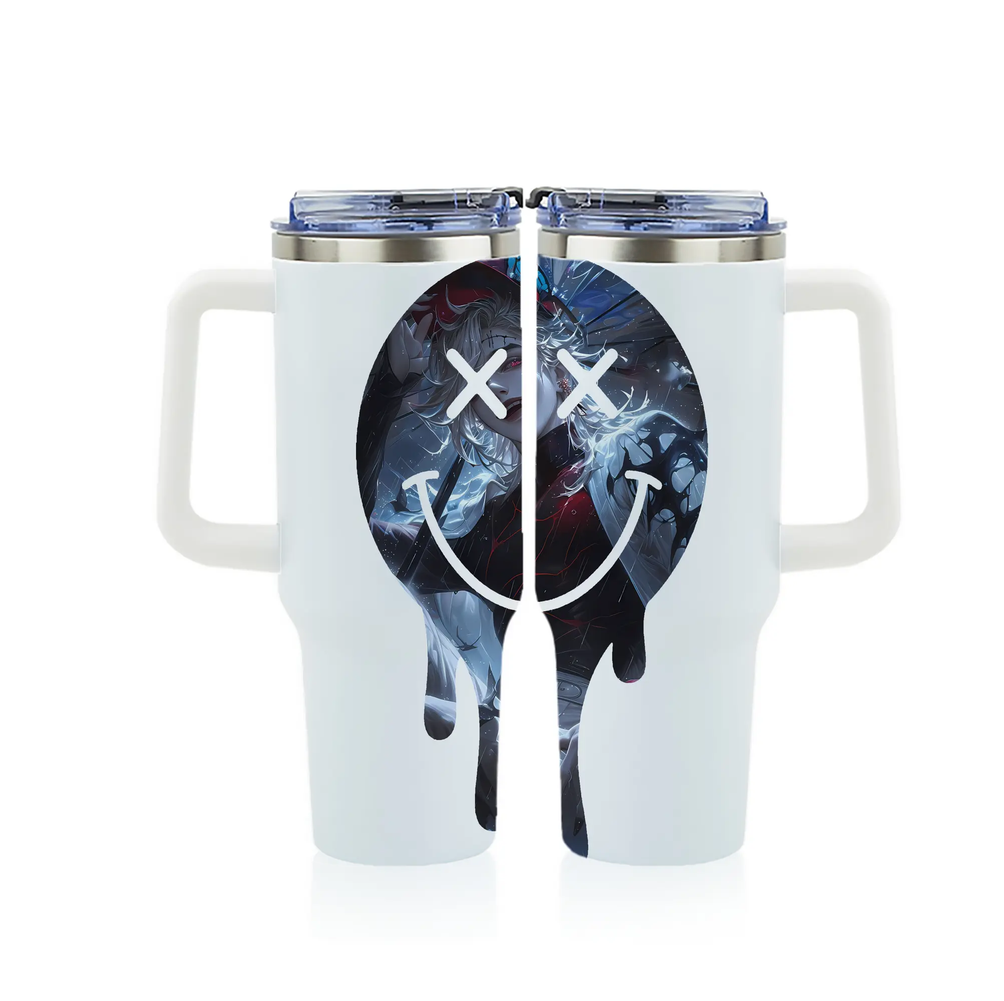 鬼滅の刃 グッズ,童磨 - 1200mL フルプリント車用タンブラー ・ 304ステンレス 内側 ・ 201ステンレス 外側 ・ 保温 保冷 ・ 通勤 ドライブ アウトドア用