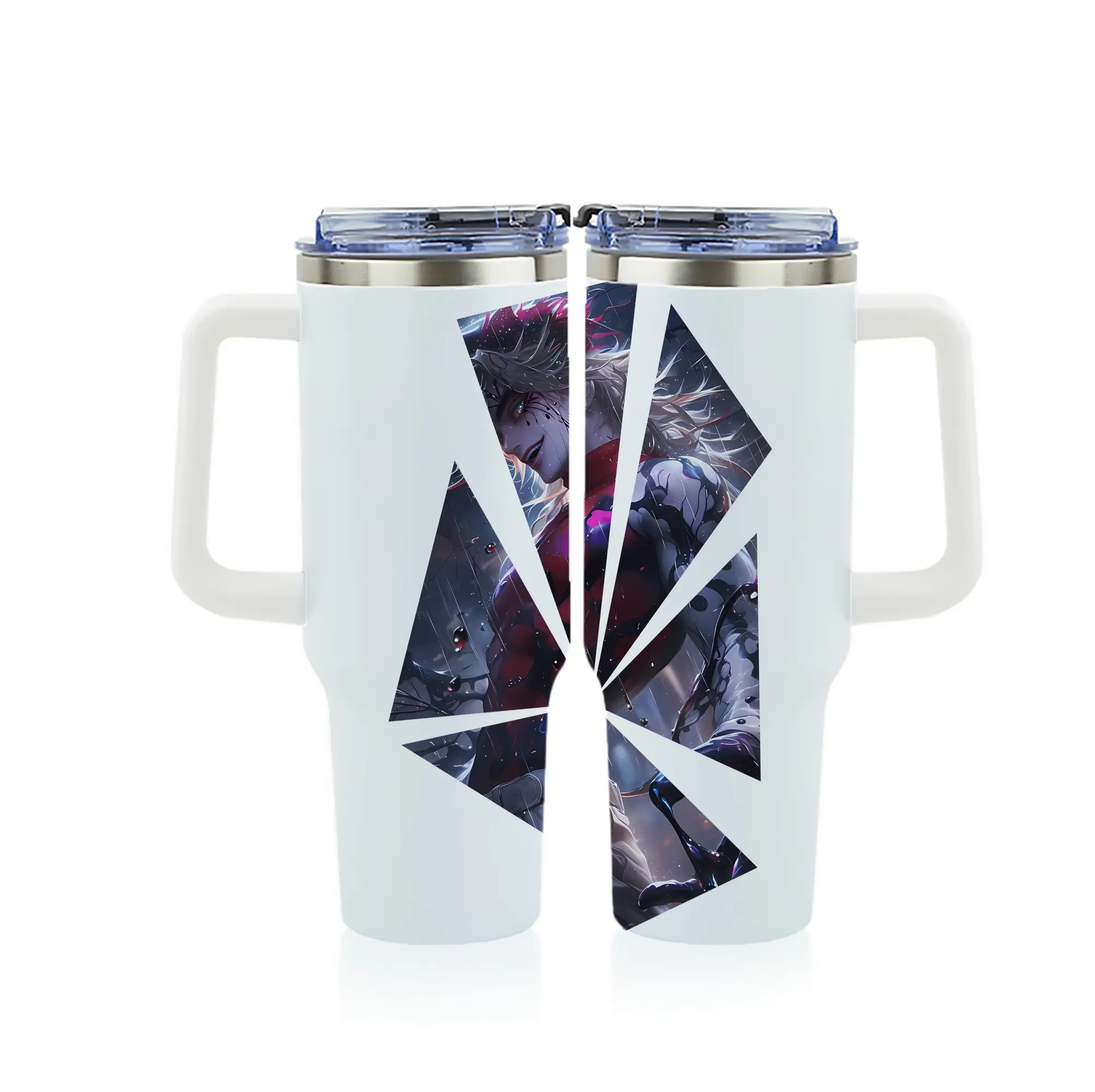 鬼滅の刃 グッズ,童磨 - 1200mL フルプリント車用タンブラー ・ 304ステンレス 内側 ・ 201ステンレス 外側 ・ 保温 保冷 ・ 通勤 ドライブ アウトドア用