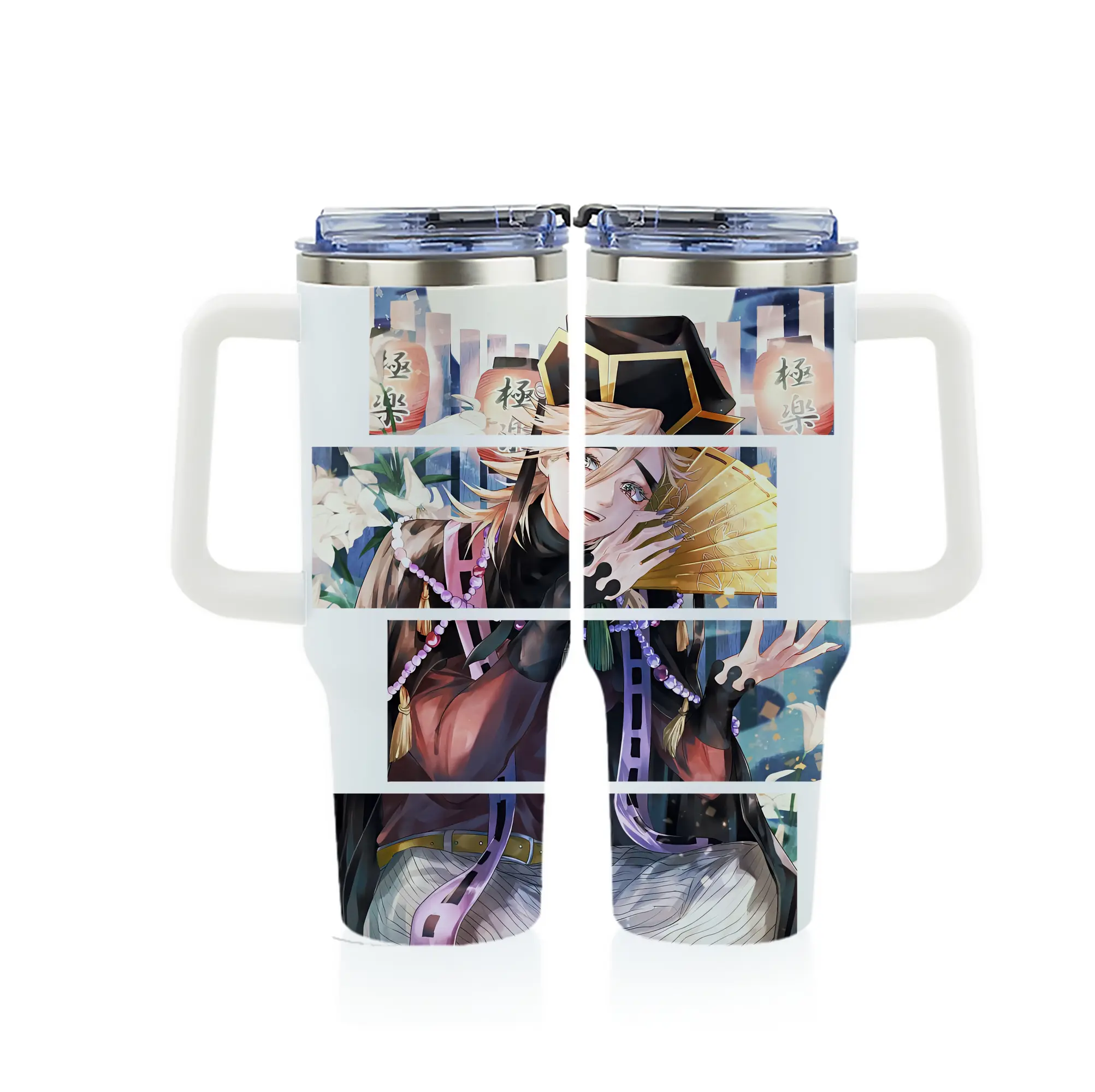 鬼滅の刃 グッズ,童磨 - 1200mL フルプリント車用タンブラー ・ 304ステンレス 内側 ・ 201ステンレス 外側 ・ 保温 保冷 ・ 通勤 ドライブ アウトドア用