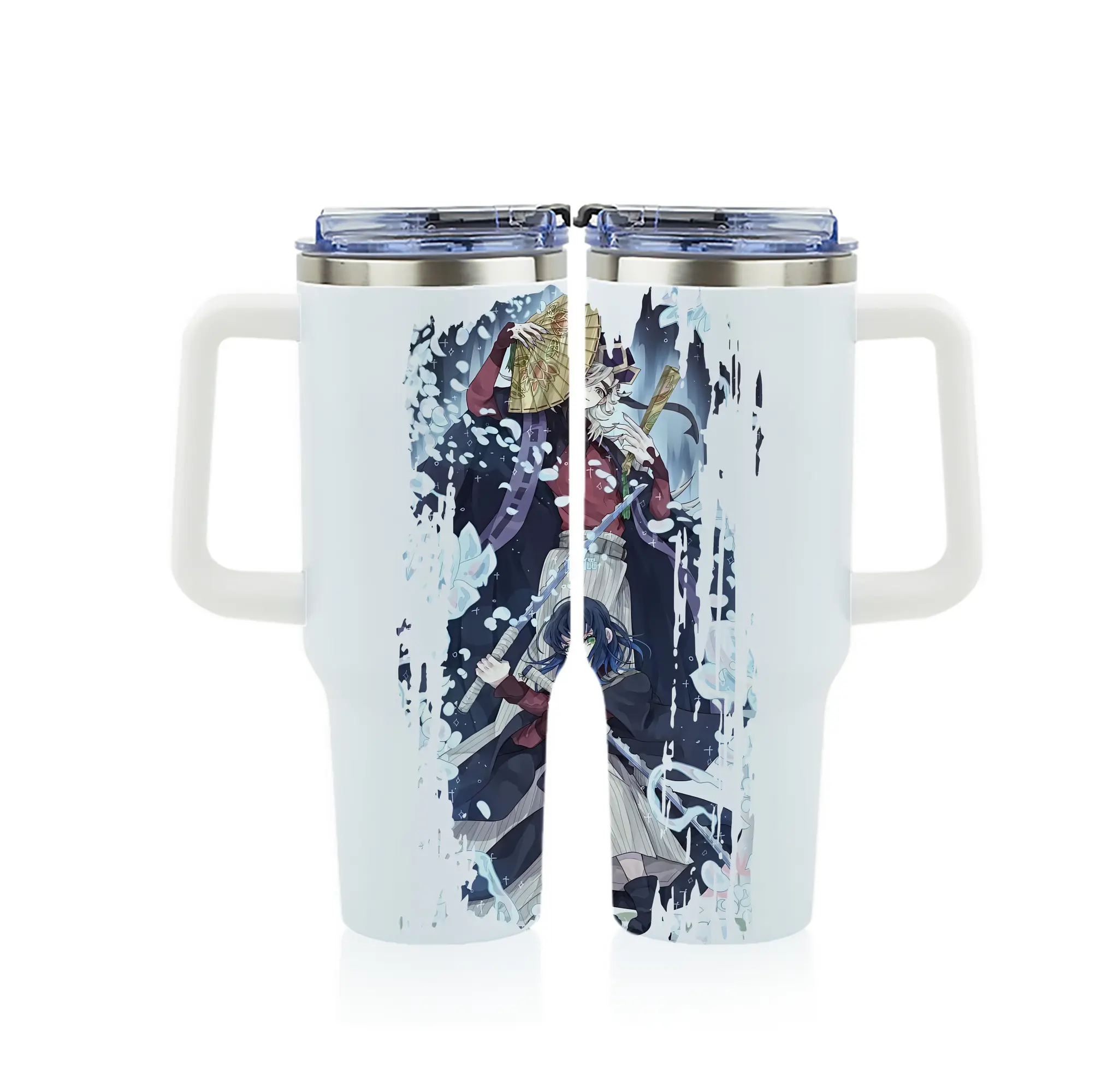 鬼滅の刃 グッズ,童磨 - 1200mL フルプリント車用タンブラー ・ 304ステンレス 内側 ・ 201ステンレス 外側 ・ 保温 保冷 ・ 通勤 ドライブ アウトドア用