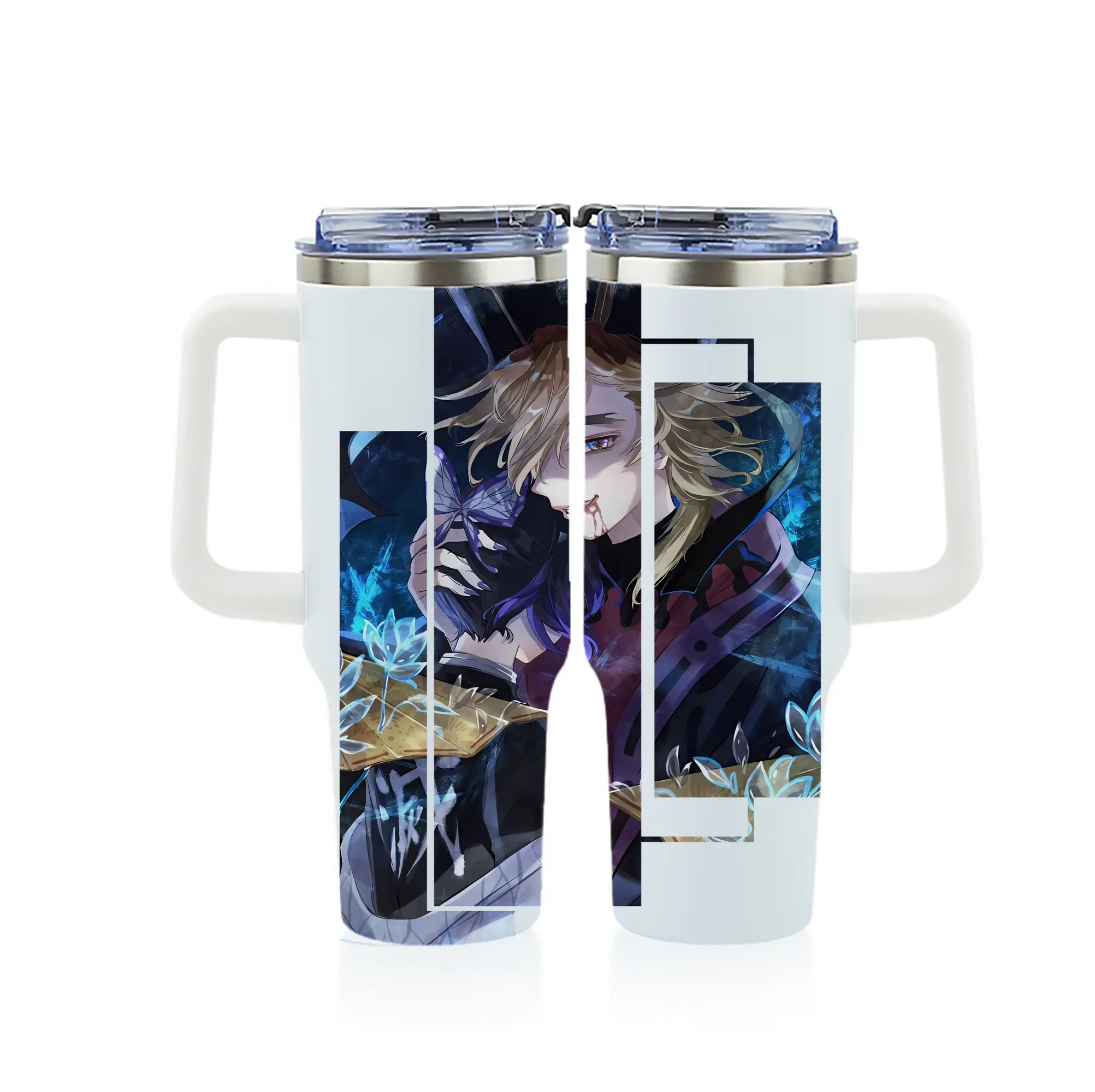 鬼滅の刃 グッズ,童磨 - 1200mL フルプリント車用タンブラー ・ 304ステンレス 内側 ・ 201ステンレス 外側 ・ 保温 保冷 ・ 通勤 ドライブ アウトドア用