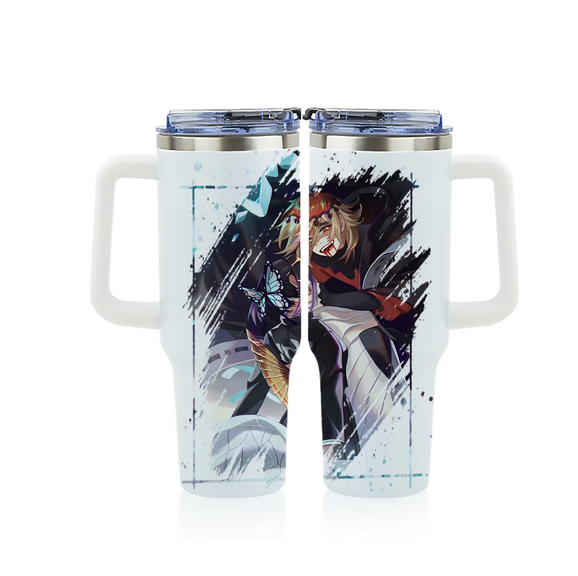 鬼滅の刃 グッズ,童磨 - 1200mL フルプリント車用タンブラー ・ 304ステンレス 内側 ・ 201ステンレス 外側 ・ 保温 保冷 ・ 通勤 ドライブ アウトドア用