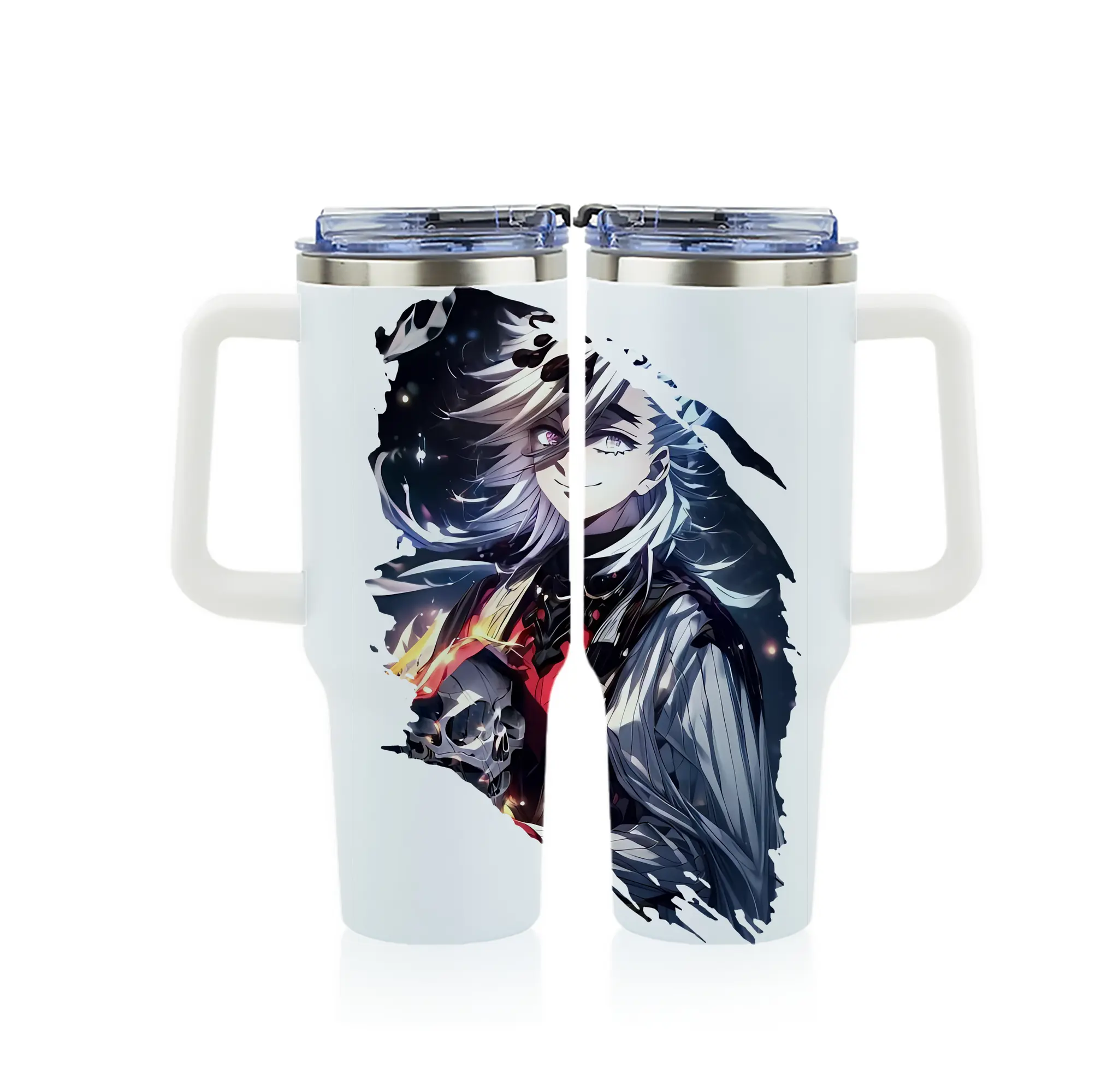 鬼滅の刃 グッズ,童磨 - 1200mL フルプリント車用タンブラー ・ 304ステンレス 内側 ・ 201ステンレス 外側 ・ 保温 保冷 ・ 通勤 ドライブ アウトドア用