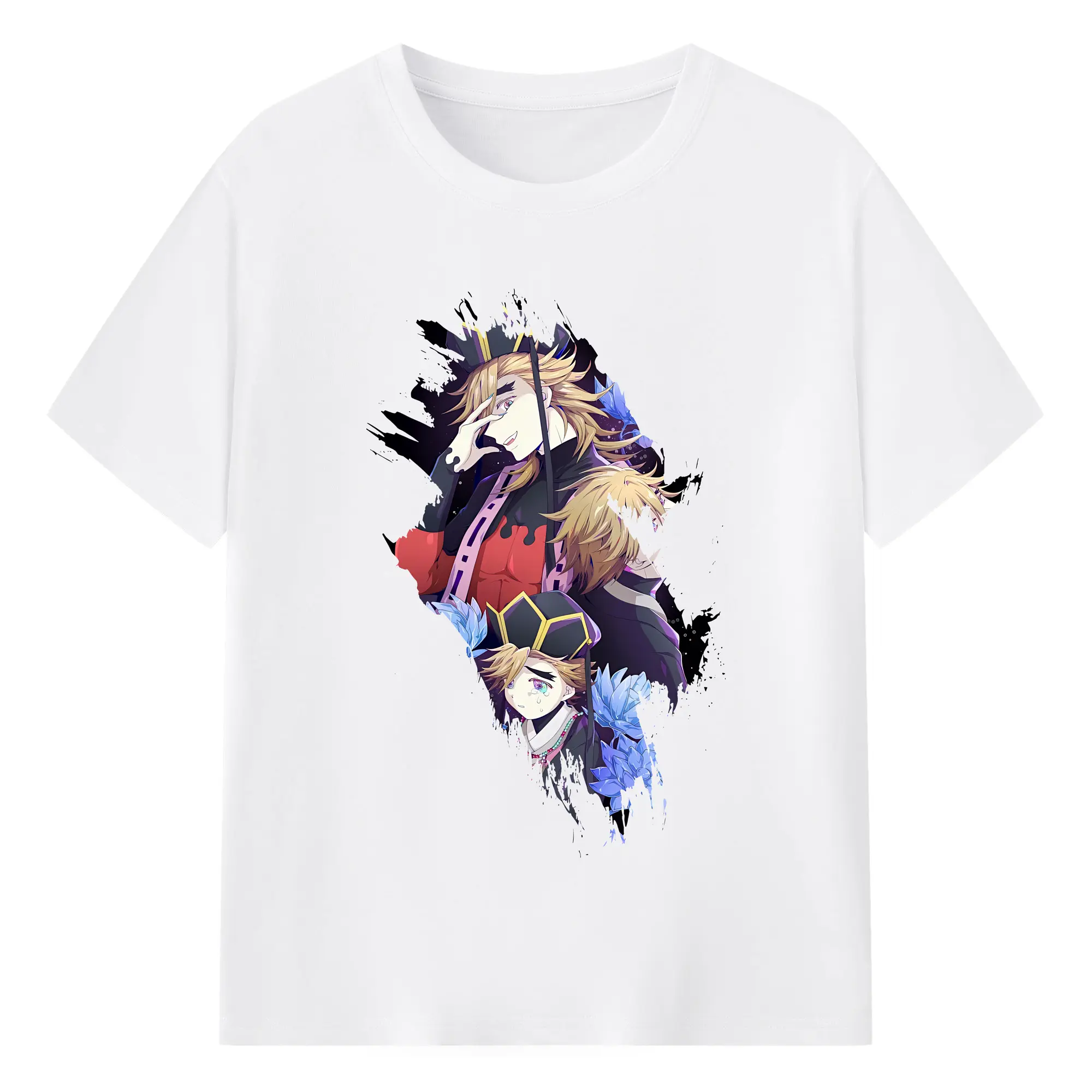 鬼滅の刃 グッズ,童磨 - 綿100％ 半袖Tシャツ ・ フロントプリント ・ 快適 通気性 ・ 日常使い 散歩 スポーツ用