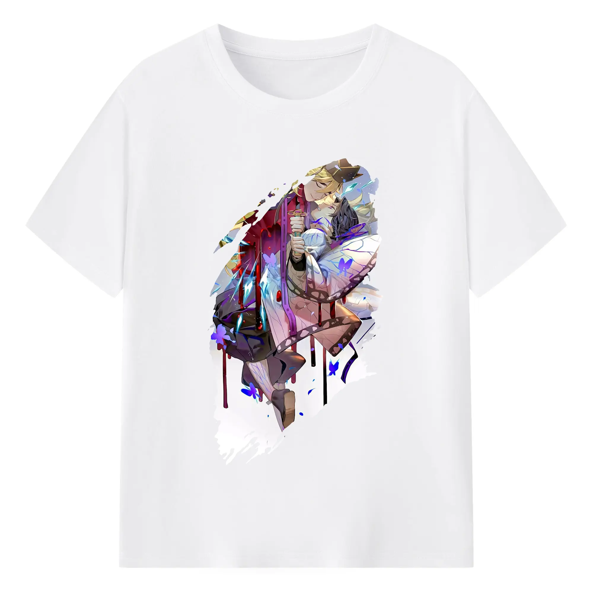 鬼滅の刃 グッズ,童磨 - 綿100％ 半袖Tシャツ ・ フロントプリント ・ 快適 通気性 ・ 日常使い 散歩 スポーツ用