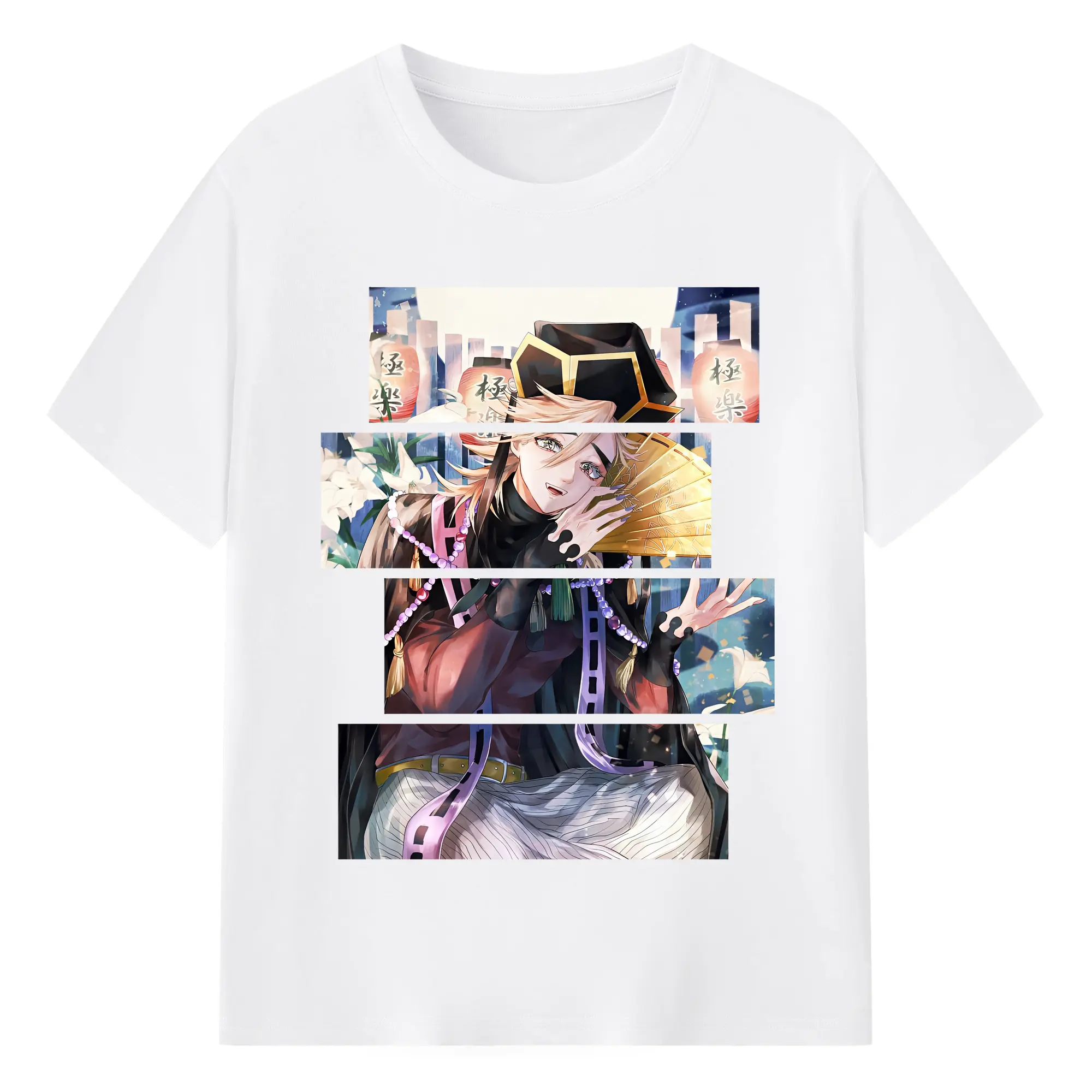 鬼滅の刃 グッズ,童磨 - 綿100％ 半袖Tシャツ ・ フロントプリント ・ 快適 通気性 ・ 日常使い 散歩 スポーツ用