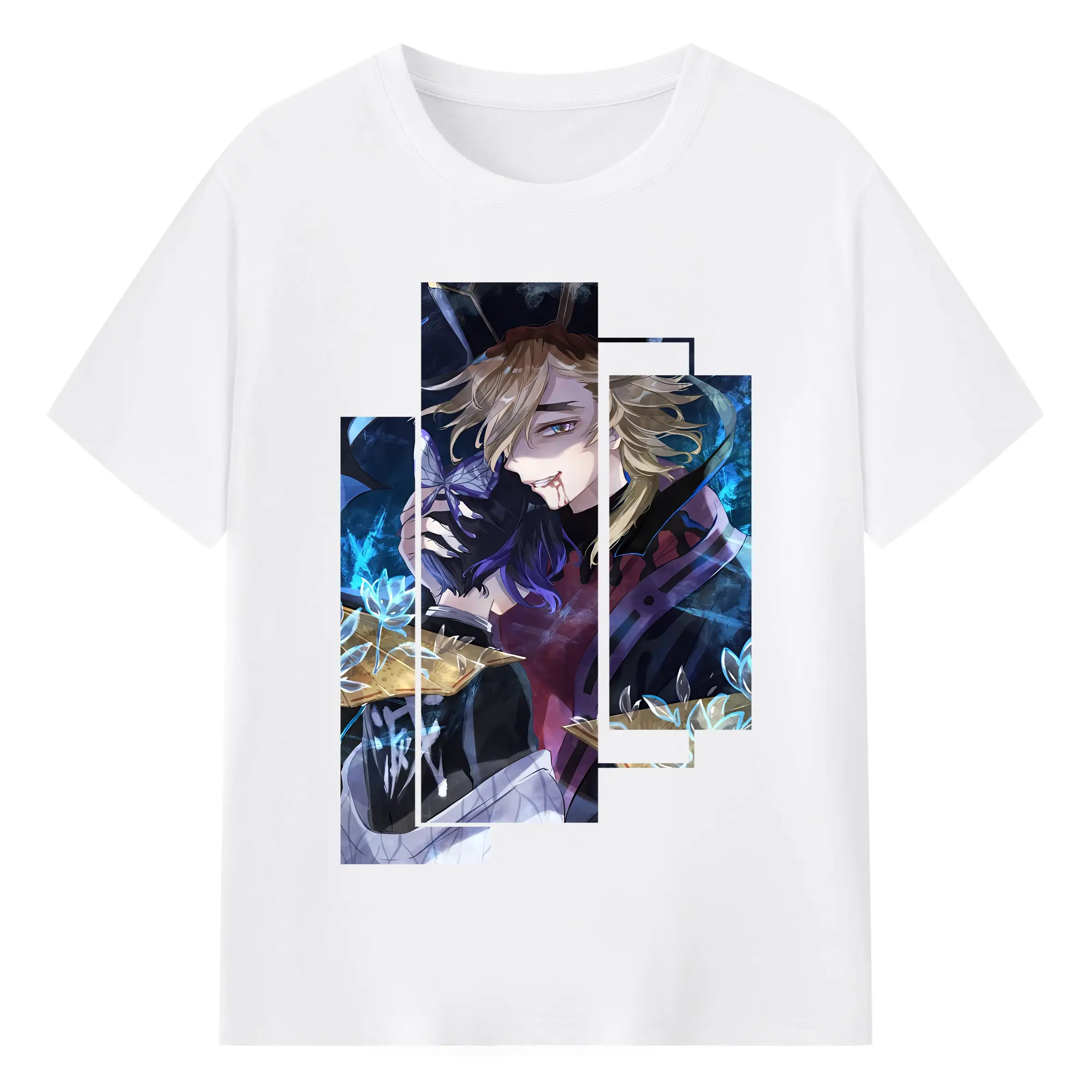 鬼滅の刃 グッズ,童磨 - 綿100％ 半袖Tシャツ ・ フロントプリント ・ 快適 通気性 ・ 日常使い 散歩 スポーツ用