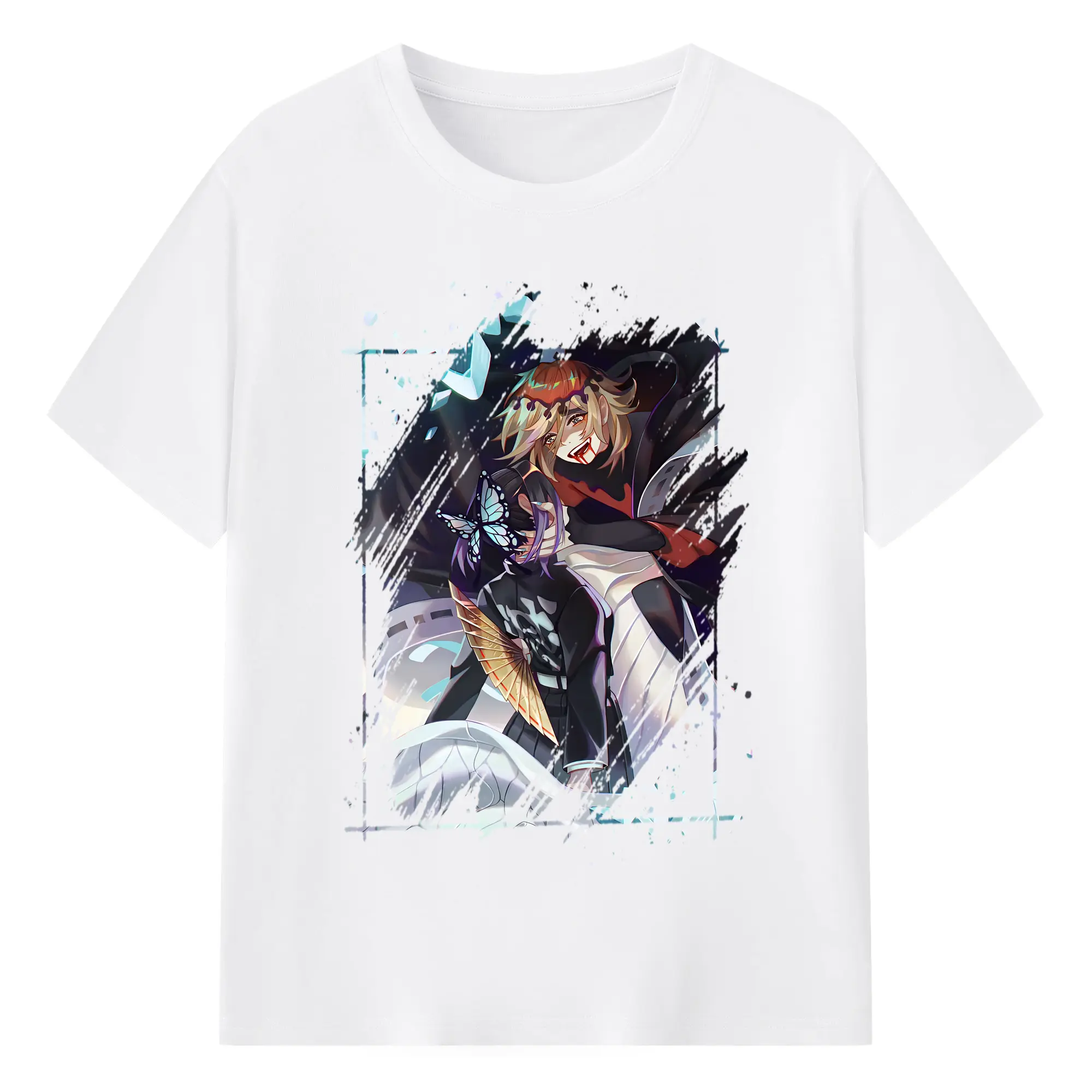 鬼滅の刃 グッズ,童磨 - 綿100％ 半袖Tシャツ ・ フロントプリント ・ 快適 通気性 ・ 日常使い 散歩 スポーツ用