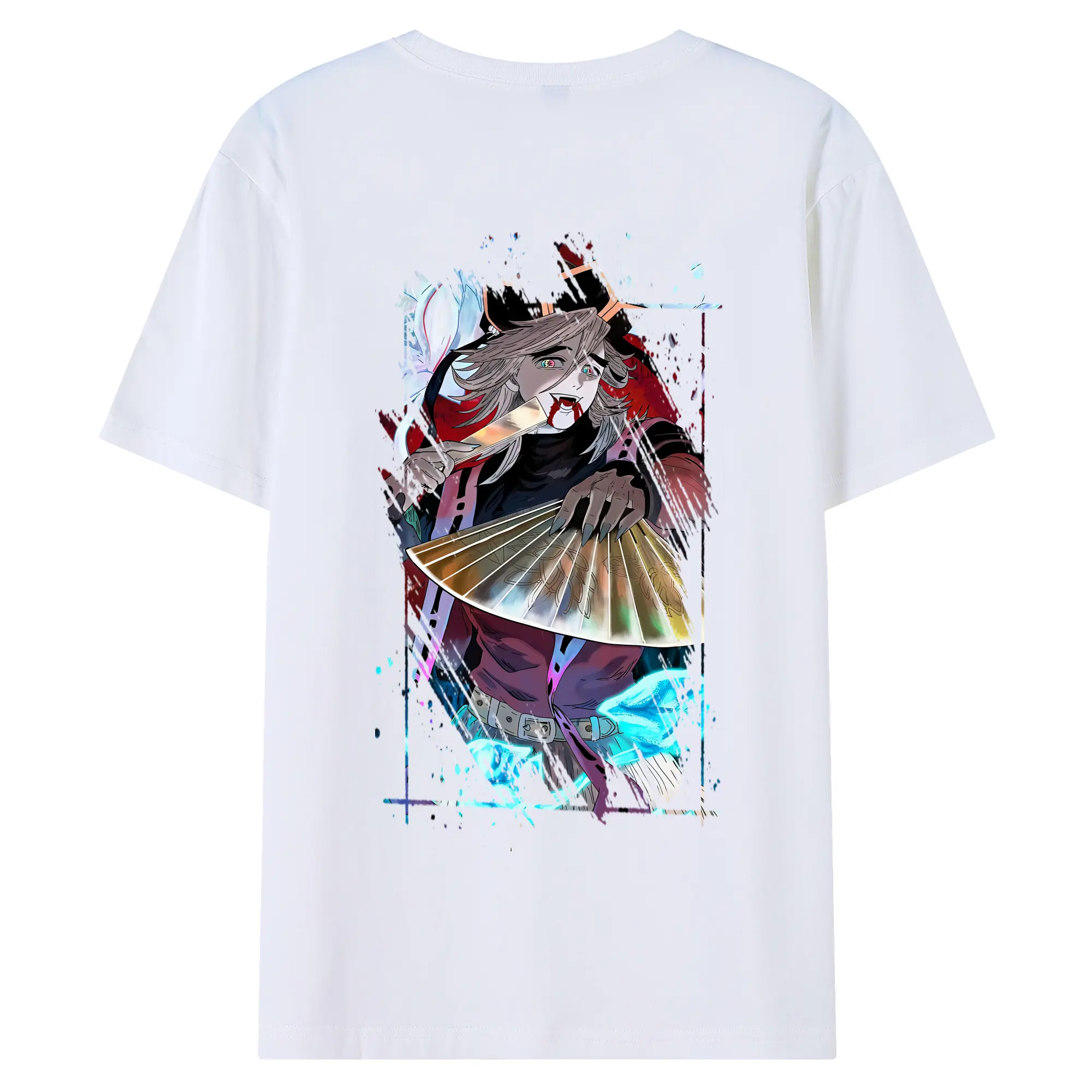 鬼滅の刃 グッズ,童磨 - 綿100％ 半袖Tシャツ ・ バックプリント ・ 快適 通気性 ・ 日常使い 散歩 スポーツ用