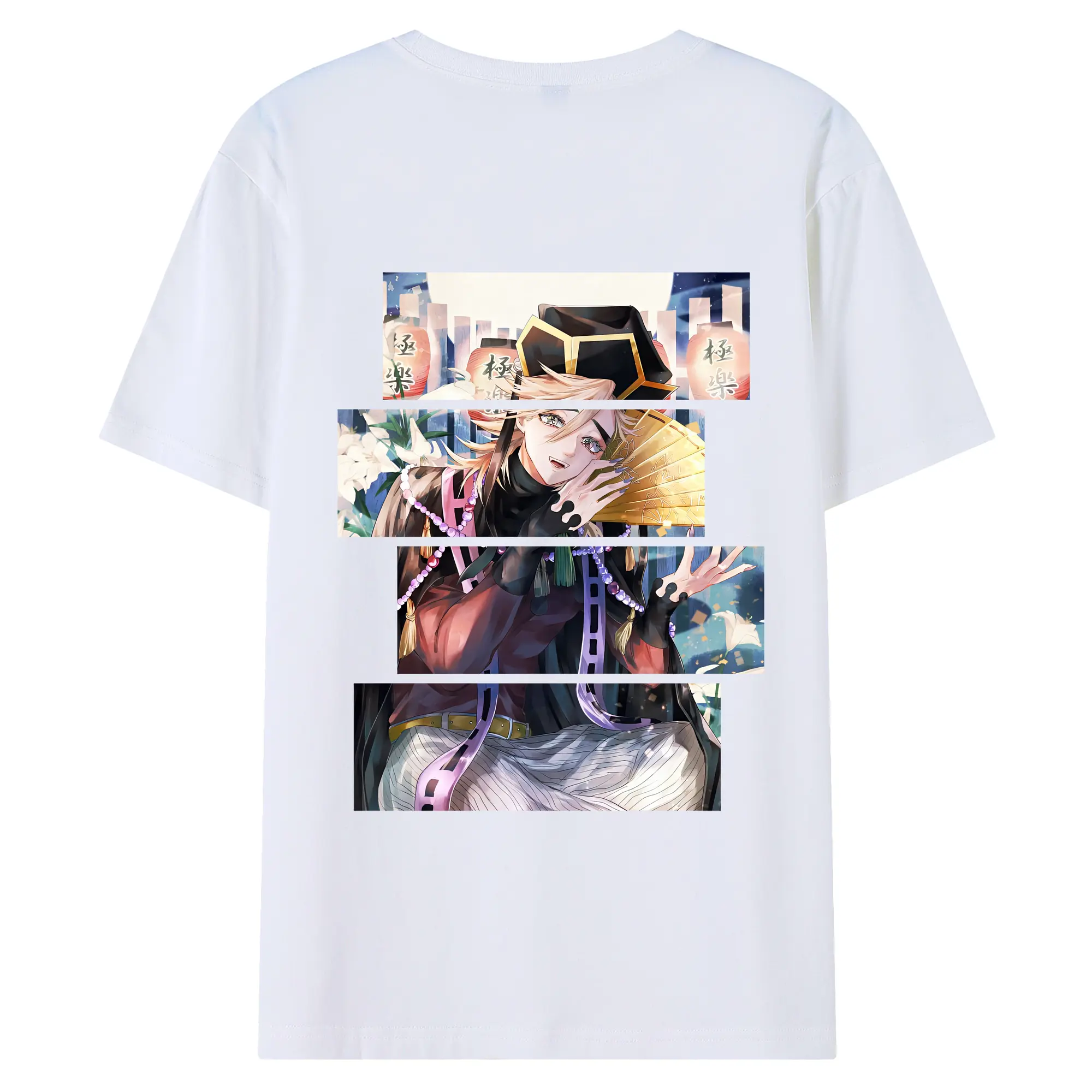 鬼滅の刃 グッズ,童磨 - 綿100％ 半袖Tシャツ ・ バックプリント ・ 快適 通気性 ・ 日常使い 散歩 スポーツ用