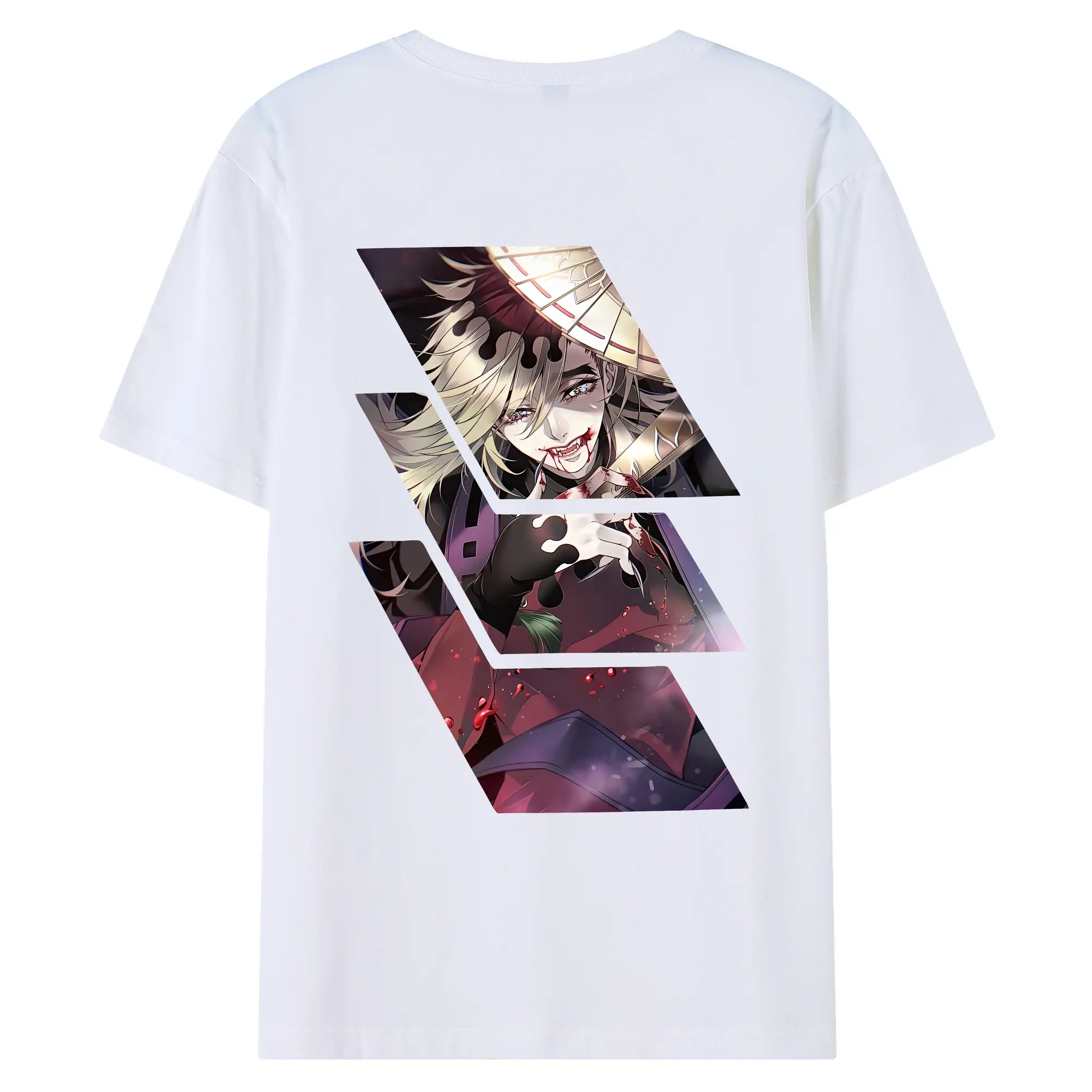 鬼滅の刃 グッズ,童磨 - 綿100％ 半袖Tシャツ ・ バックプリント ・ 快適 通気性 ・ 日常使い 散歩 スポーツ用