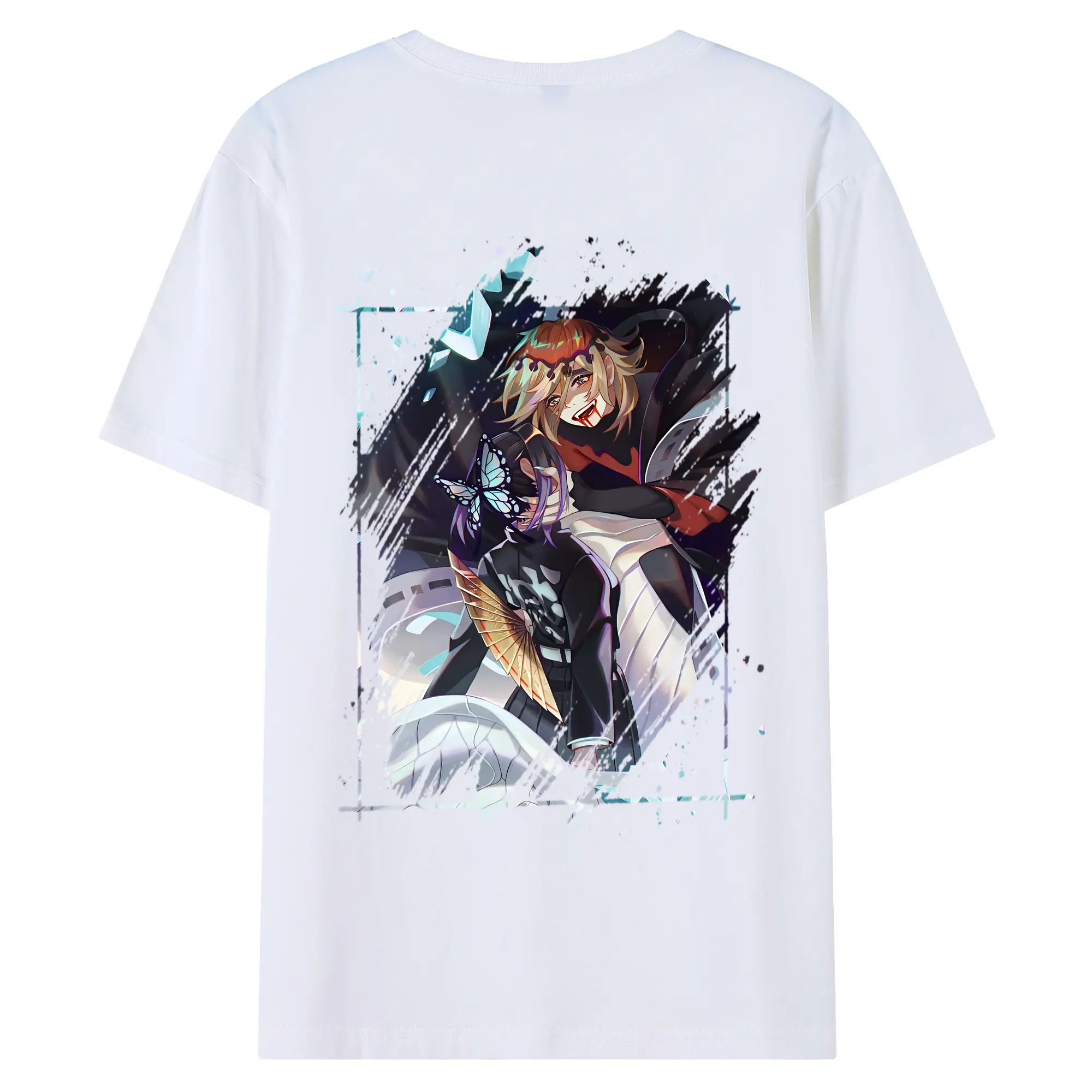 鬼滅の刃 グッズ,童磨 - 綿100％ 半袖Tシャツ ・ バックプリント ・ 快適 通気性 ・ 日常使い 散歩 スポーツ用