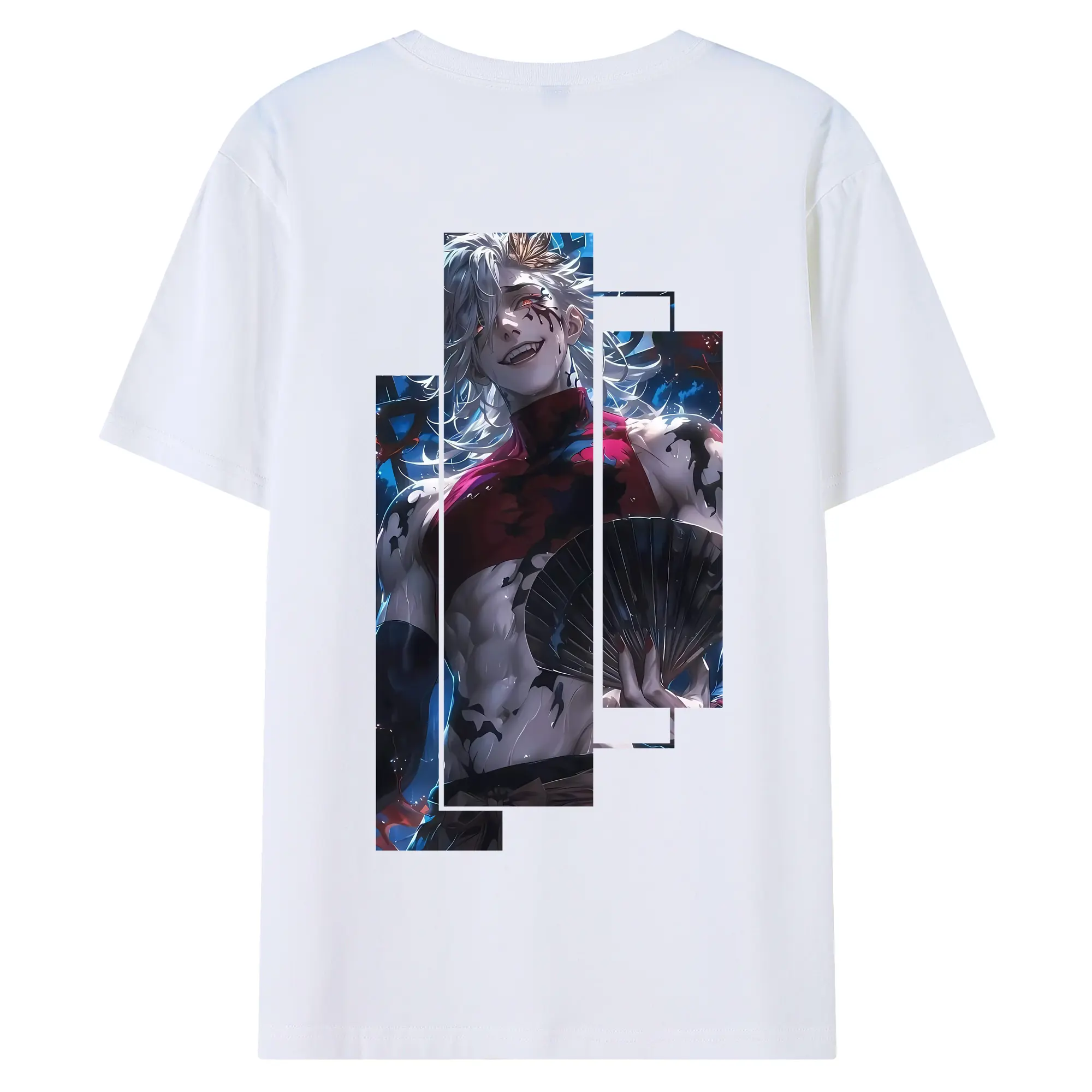 鬼滅の刃 グッズ,童磨 - 綿100％ 半袖Tシャツ ・ バックプリント ・ 快適 通気性 ・ 日常使い 散歩 スポーツ用