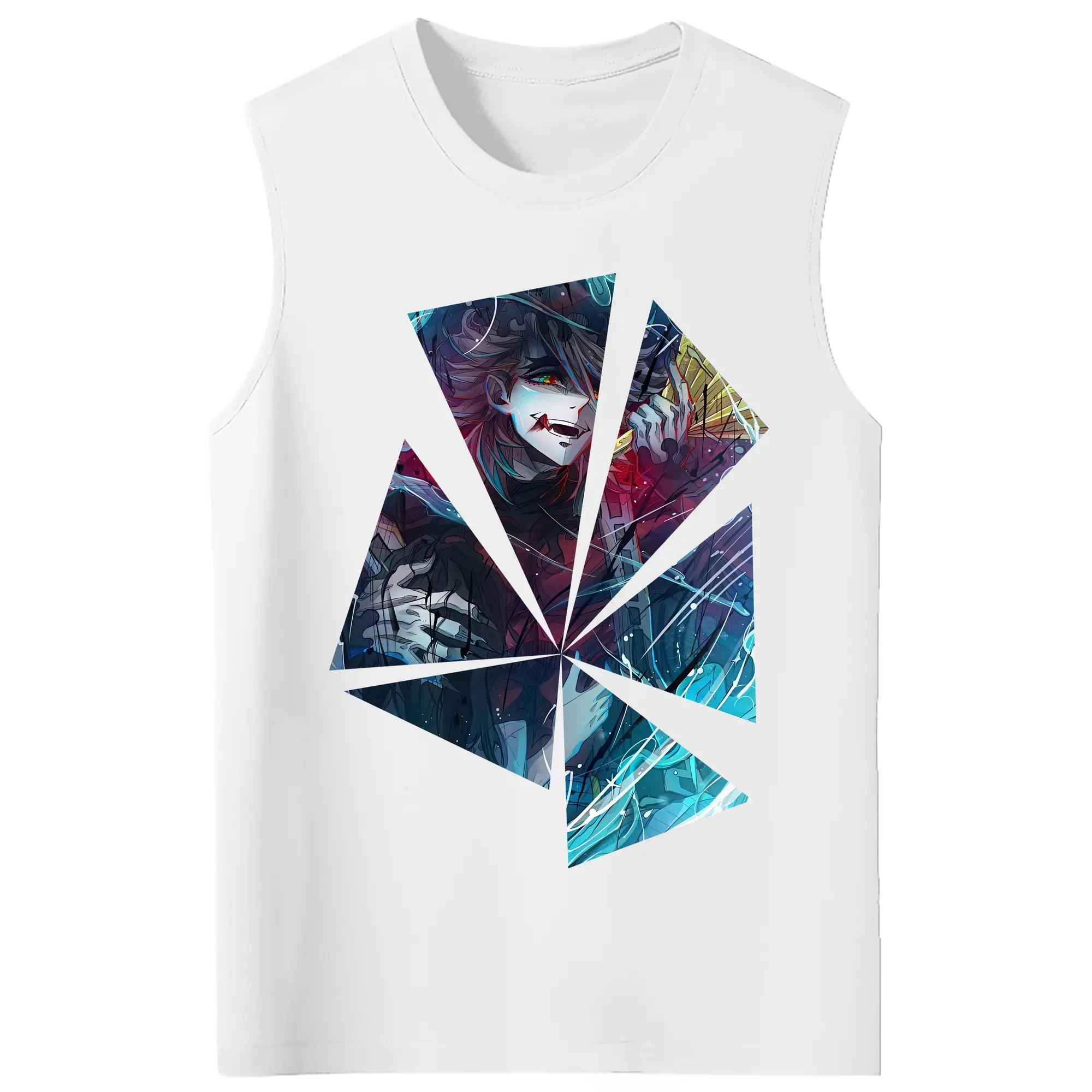 鬼滅の刃 グッズ,童磨 - コットン100％ タンクトップ ・ フロントプリント ・ タイトフィット ・ 快適 通気性 ・ スポーツ カジュアル 散歩用