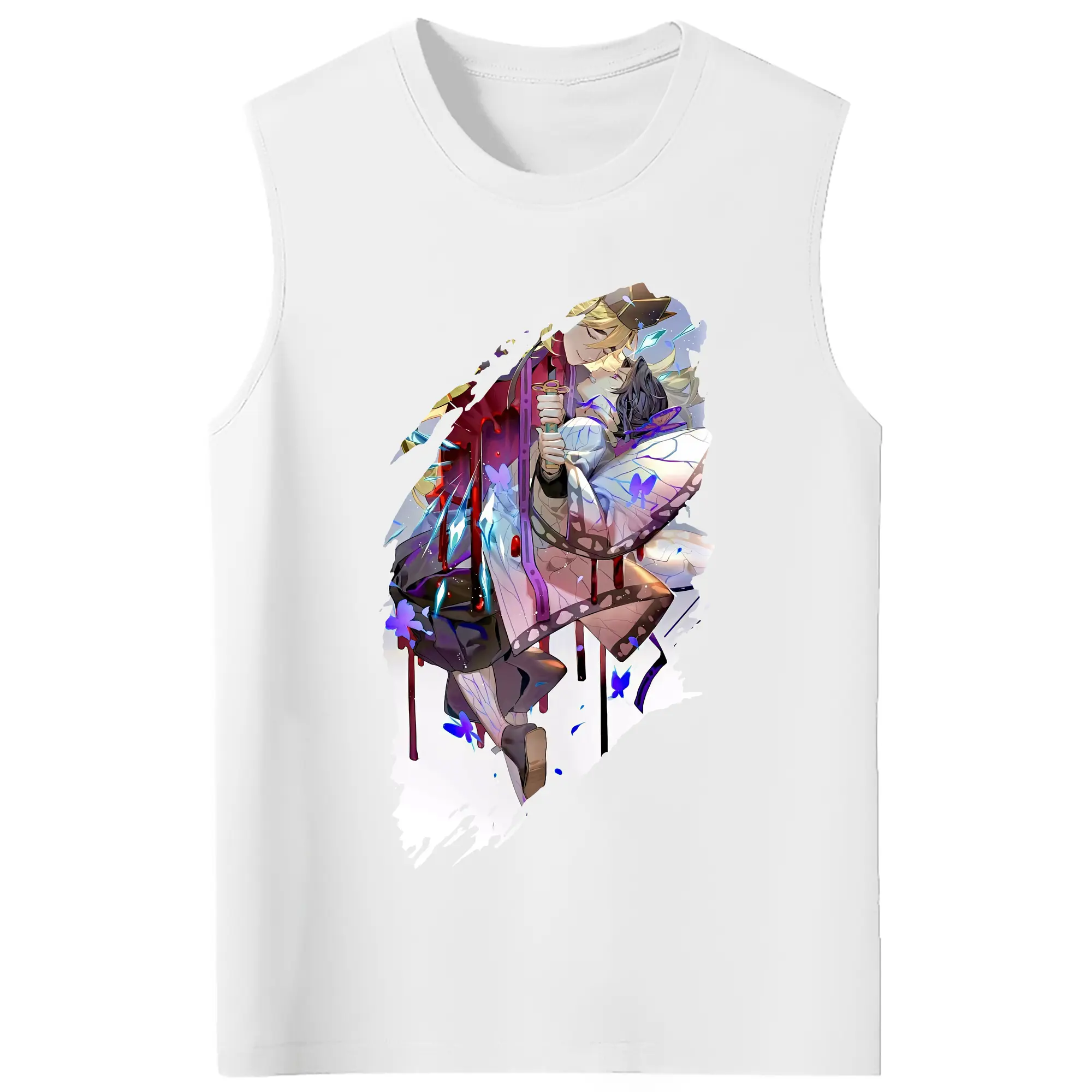 鬼滅の刃 グッズ,童磨 - コットン100％ タンクトップ ・ フロントプリント ・ タイトフィット ・ 快適 通気性 ・ スポーツ カジュアル 散歩用