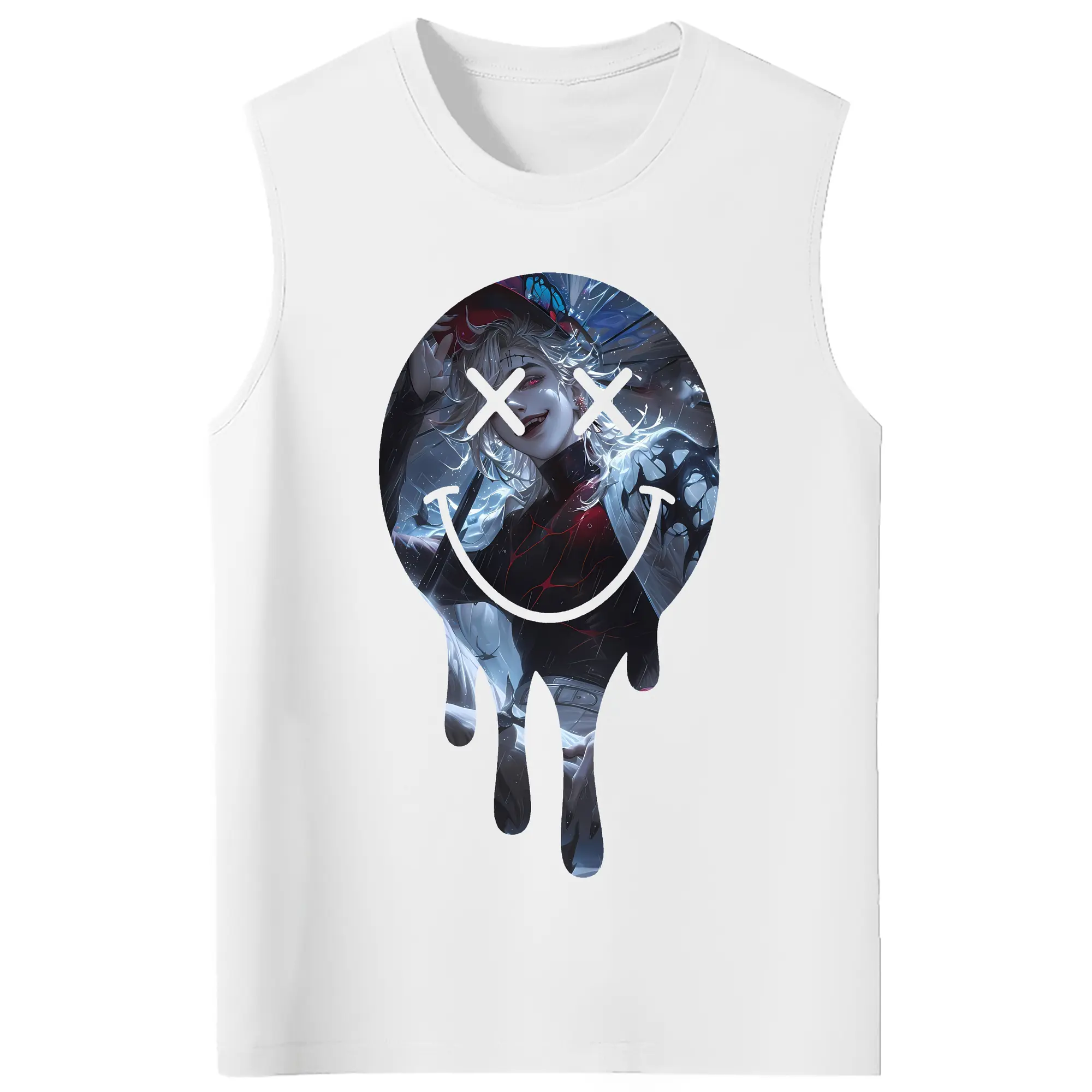 鬼滅の刃 グッズ,童磨 - コットン100％ タンクトップ ・ フロントプリント ・ タイトフィット ・ 快適 通気性 ・ スポーツ カジュアル 散歩用