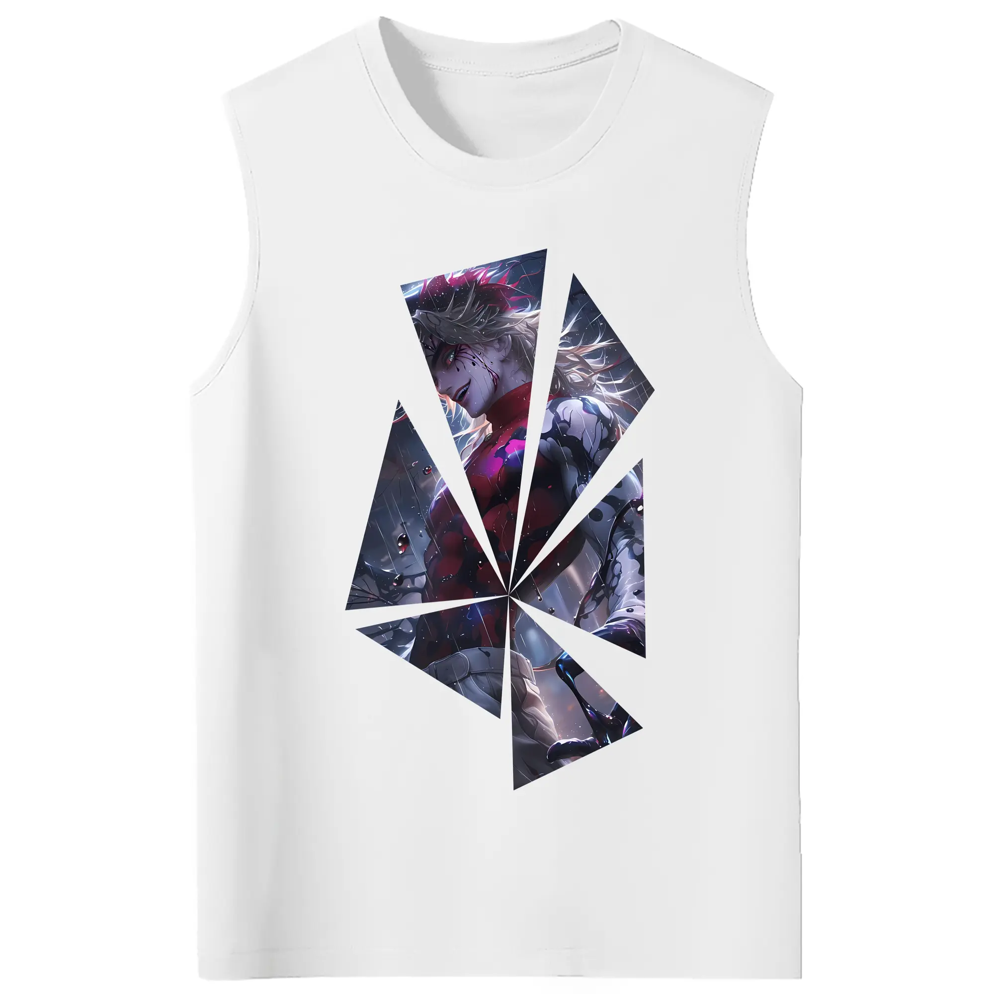 鬼滅の刃 グッズ,童磨 - コットン100％ タンクトップ ・ フロントプリント ・ タイトフィット ・ 快適 通気性 ・ スポーツ カジュアル 散歩用