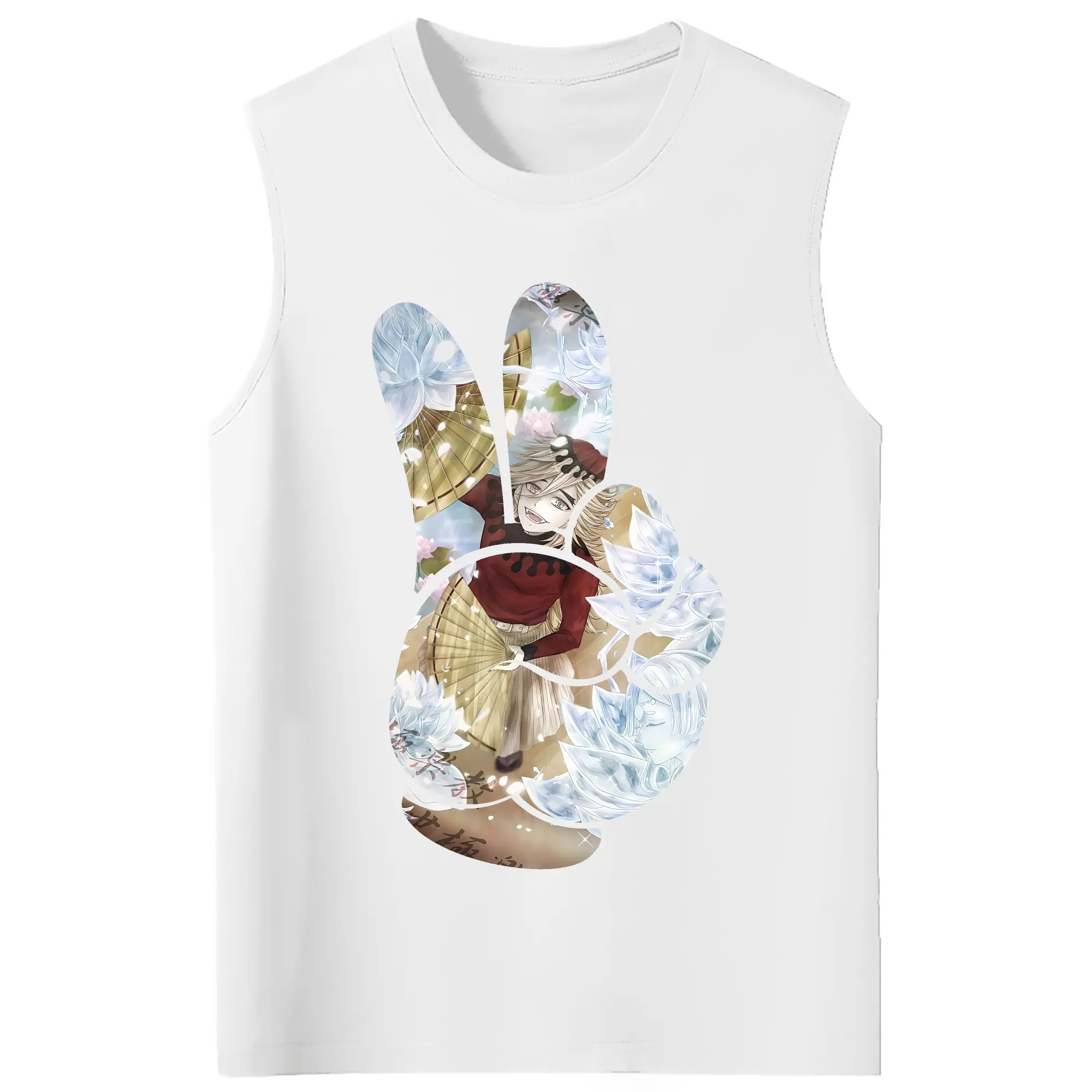 鬼滅の刃 グッズ,童磨 - コットン100％ タンクトップ ・ フロントプリント ・ タイトフィット ・ 快適 通気性 ・ スポーツ カジュアル 散歩用