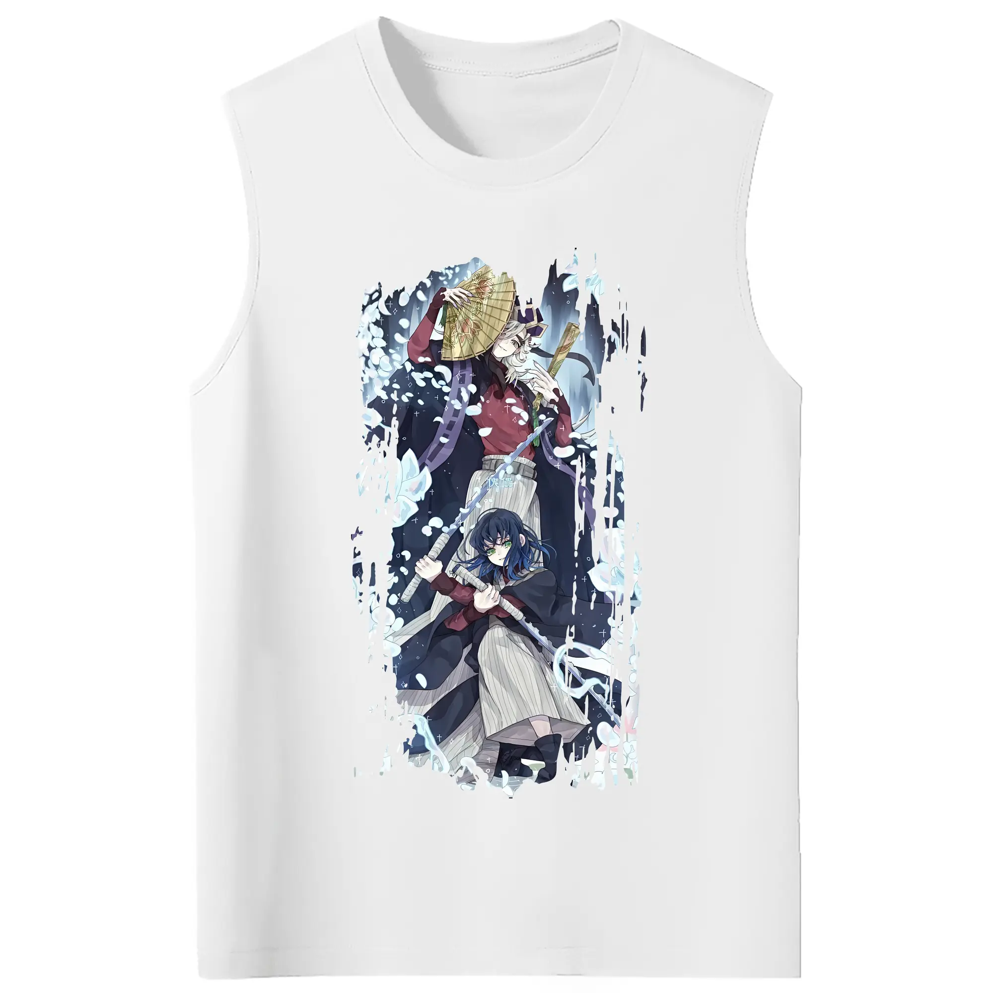 鬼滅の刃 グッズ,童磨 - コットン100％ タンクトップ ・ フロントプリント ・ タイトフィット ・ 快適 通気性 ・ スポーツ カジュアル 散歩用