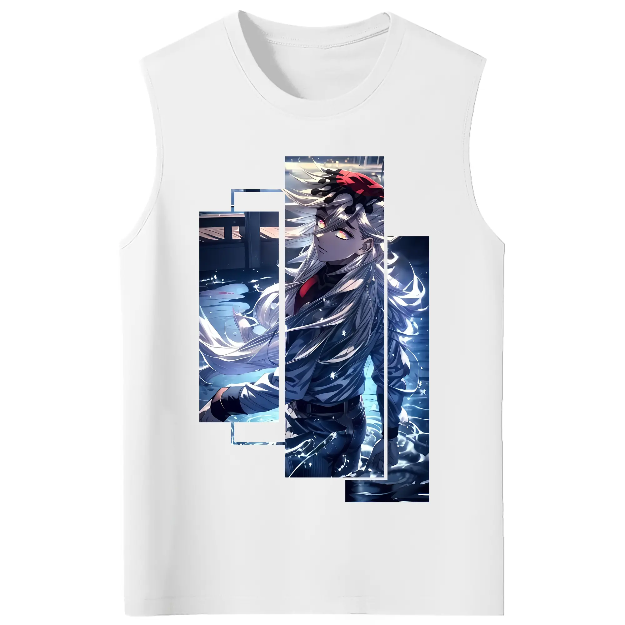 鬼滅の刃 グッズ,童磨 - コットン100％ タンクトップ ・ フロントプリント ・ タイトフィット ・ 快適 通気性 ・ スポーツ カジュアル 散歩用
