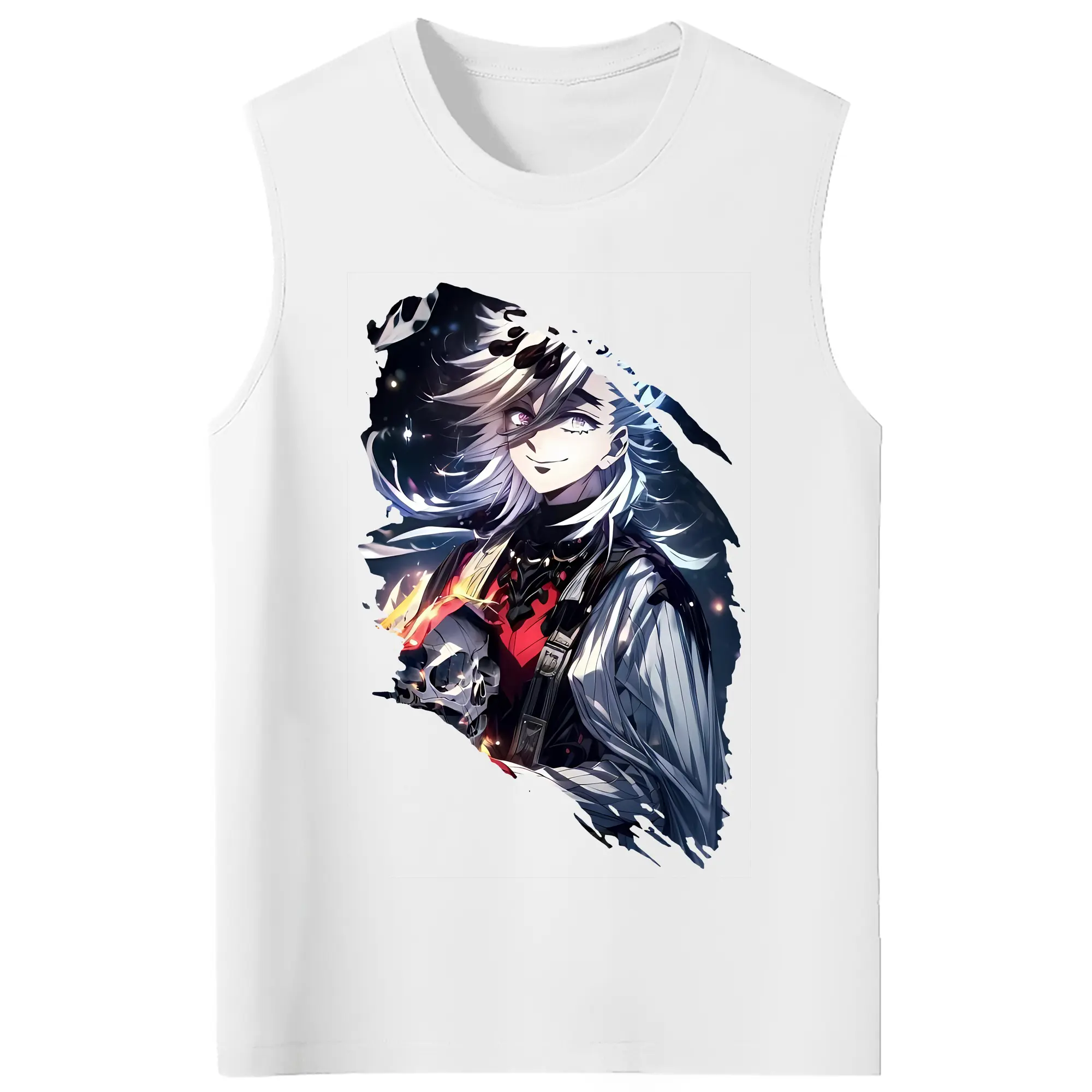 鬼滅の刃 グッズ,童磨 - コットン100％ タンクトップ ・ フロントプリント ・ タイトフィット ・ 快適 通気性 ・ スポーツ カジュアル 散歩用