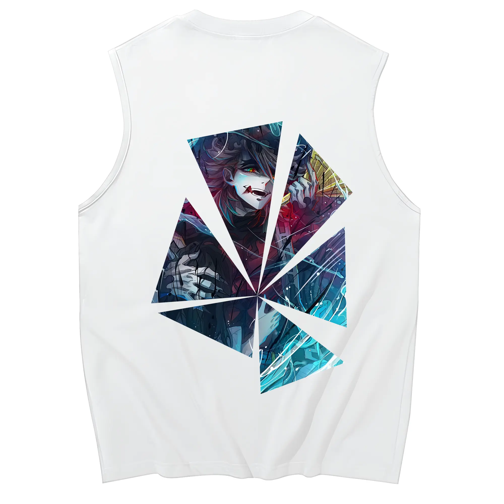 鬼滅の刃 グッズ,童磨 - コットン100％ タンクトップ ・ 背面プリント ・ タイトシルエット ・ 快適 通気性 ・ スポーツ カジュアル 散歩用