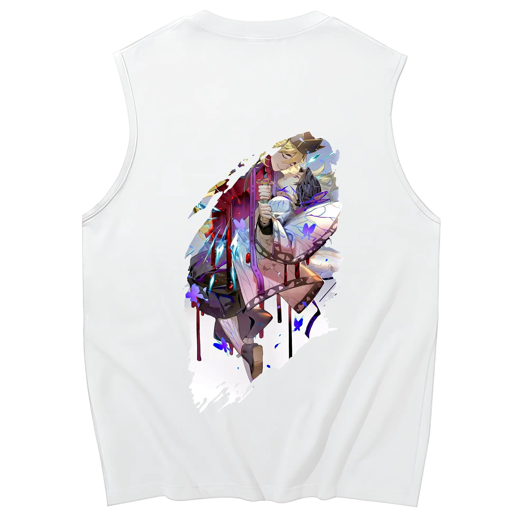 鬼滅の刃 グッズ,童磨 - コットン100％ タンクトップ ・ 背面プリント ・ タイトシルエット ・ 快適 通気性 ・ スポーツ カジュアル 散歩用