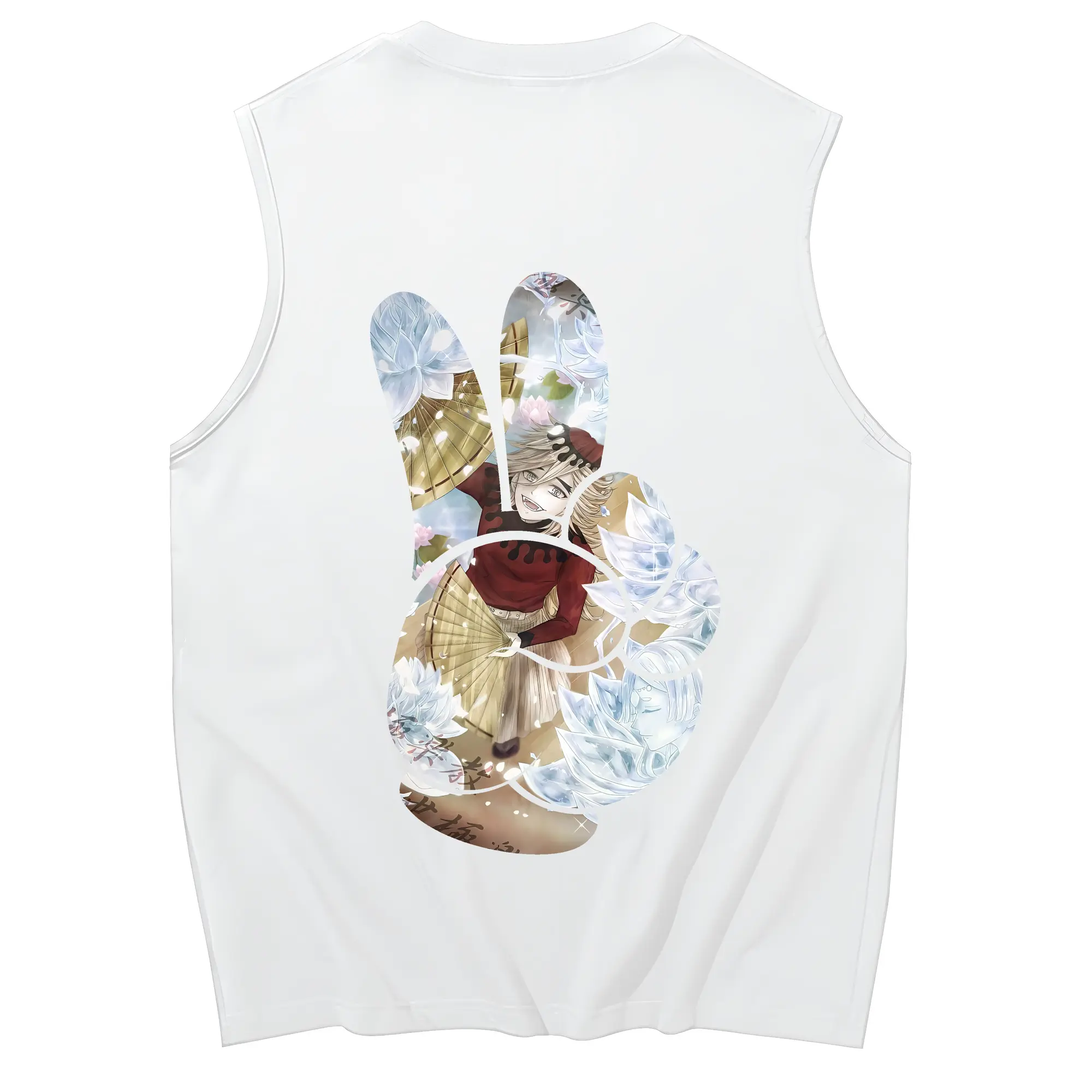 鬼滅の刃 グッズ,童磨 - コットン100％ タンクトップ ・ 背面プリント ・ タイトシルエット ・ 快適 通気性 ・ スポーツ カジュアル 散歩用