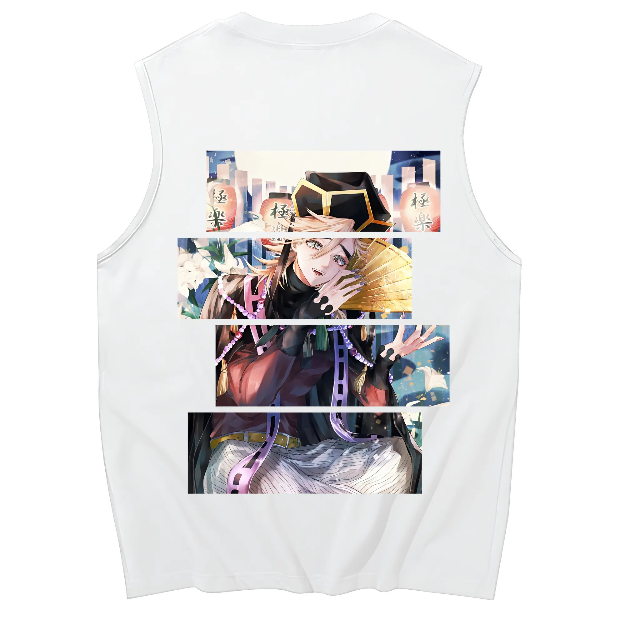 鬼滅の刃 グッズ,童磨 - コットン100％ タンクトップ ・ 背面プリント ・ タイトシルエット ・ 快適 通気性 ・ スポーツ カジュアル 散歩用