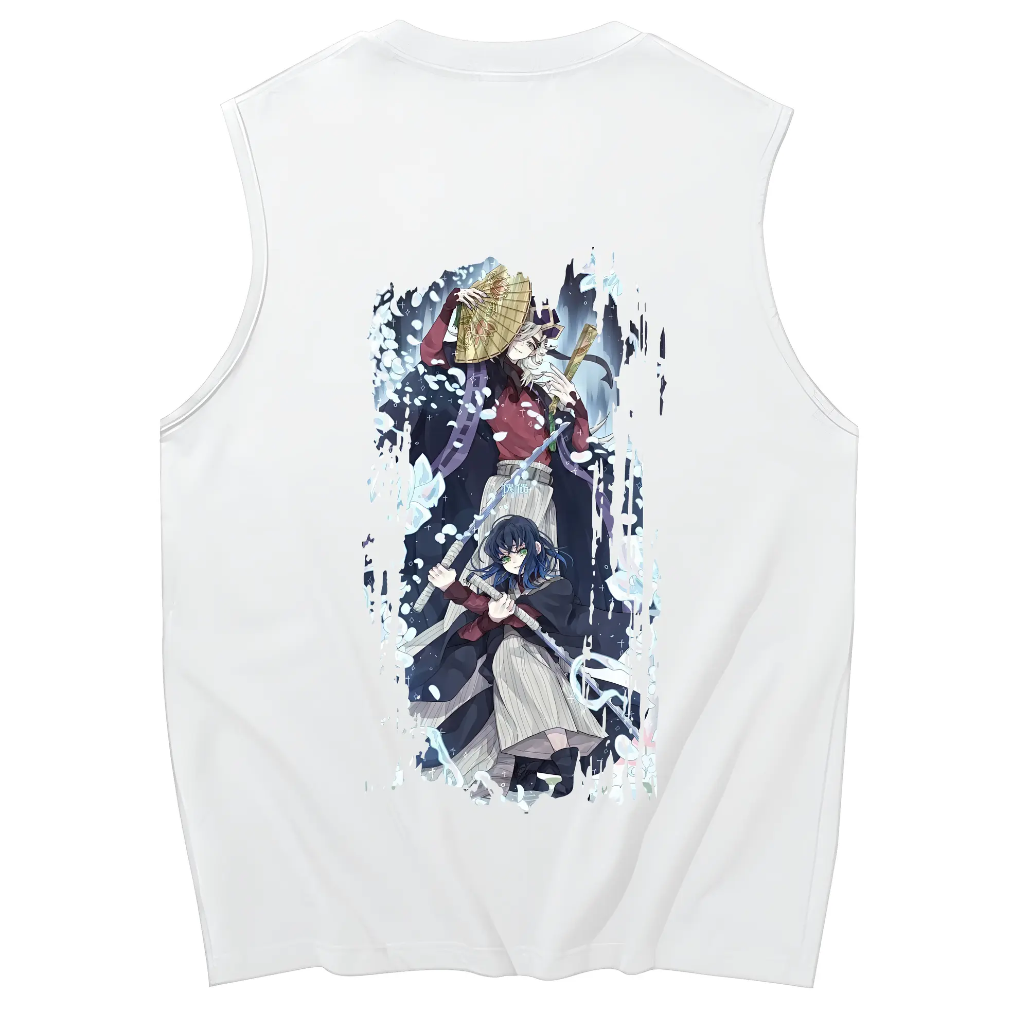 鬼滅の刃 グッズ,童磨 - コットン100％ タンクトップ ・ 背面プリント ・ タイトシルエット ・ 快適 通気性 ・ スポーツ カジュアル 散歩用