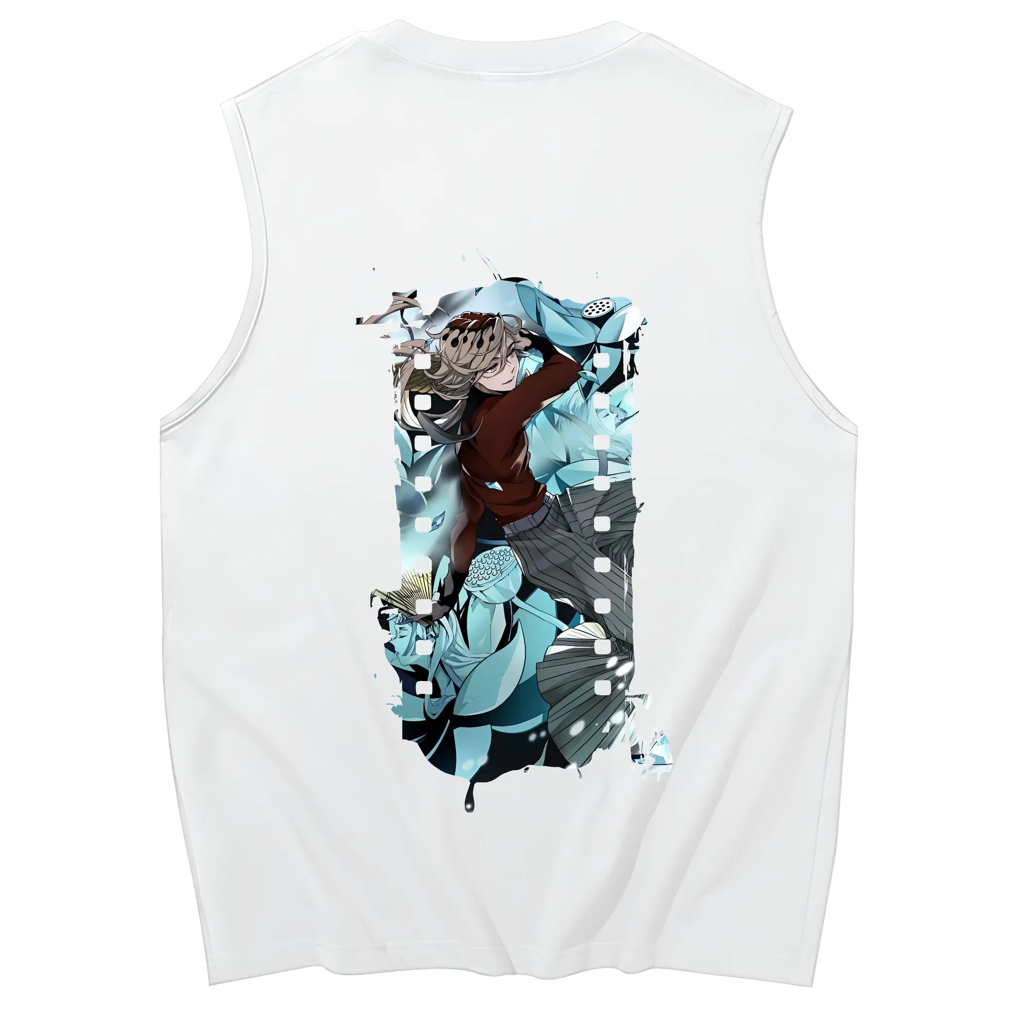 鬼滅の刃 グッズ,童磨 - コットン100％ タンクトップ ・ 背面プリント ・ タイトシルエット ・ 快適 通気性 ・ スポーツ カジュアル 散歩用