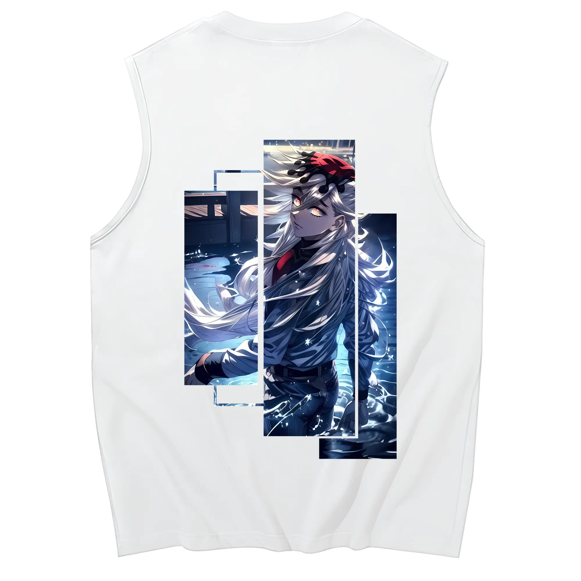 鬼滅の刃 グッズ,童磨 - コットン100％ タンクトップ ・ 背面プリント ・ タイトシルエット ・ 快適 通気性 ・ スポーツ カジュアル 散歩用