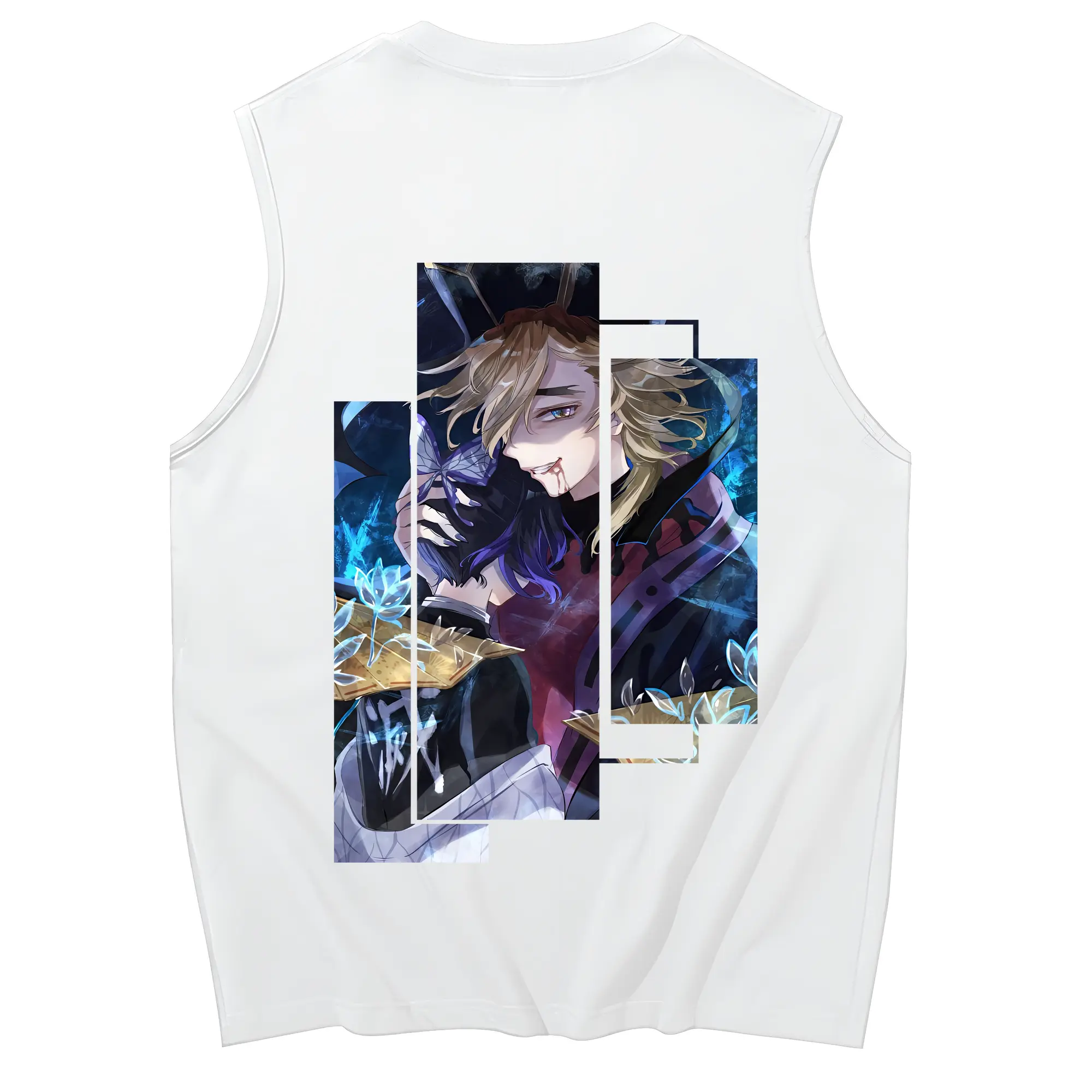 鬼滅の刃 グッズ,童磨 - コットン100％ タンクトップ ・ 背面プリント ・ タイトシルエット ・ 快適 通気性 ・ スポーツ カジュアル 散歩用