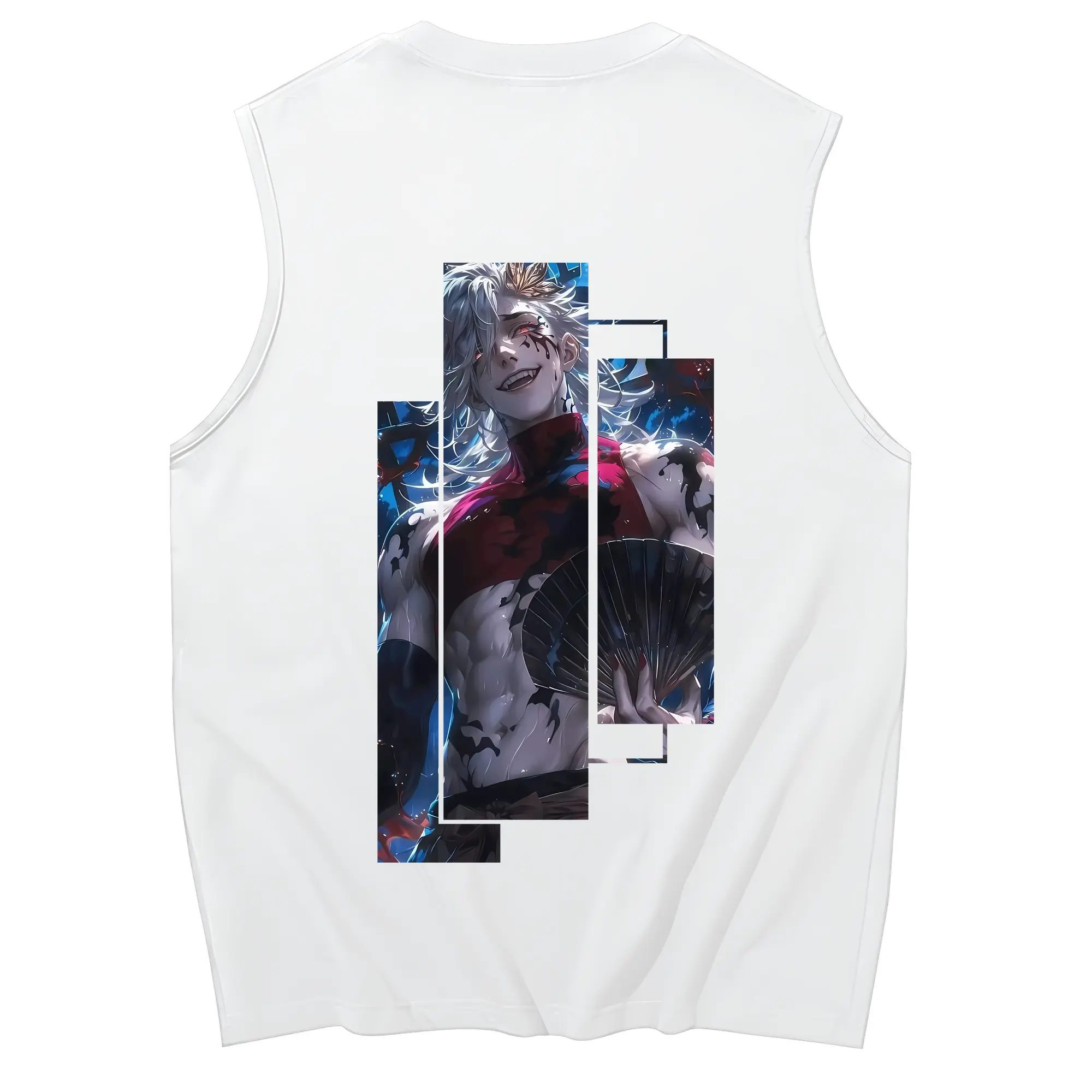 鬼滅の刃 グッズ,童磨 - コットン100％ タンクトップ ・ 背面プリント ・ タイトシルエット ・ 快適 通気性 ・ スポーツ カジュアル 散歩用