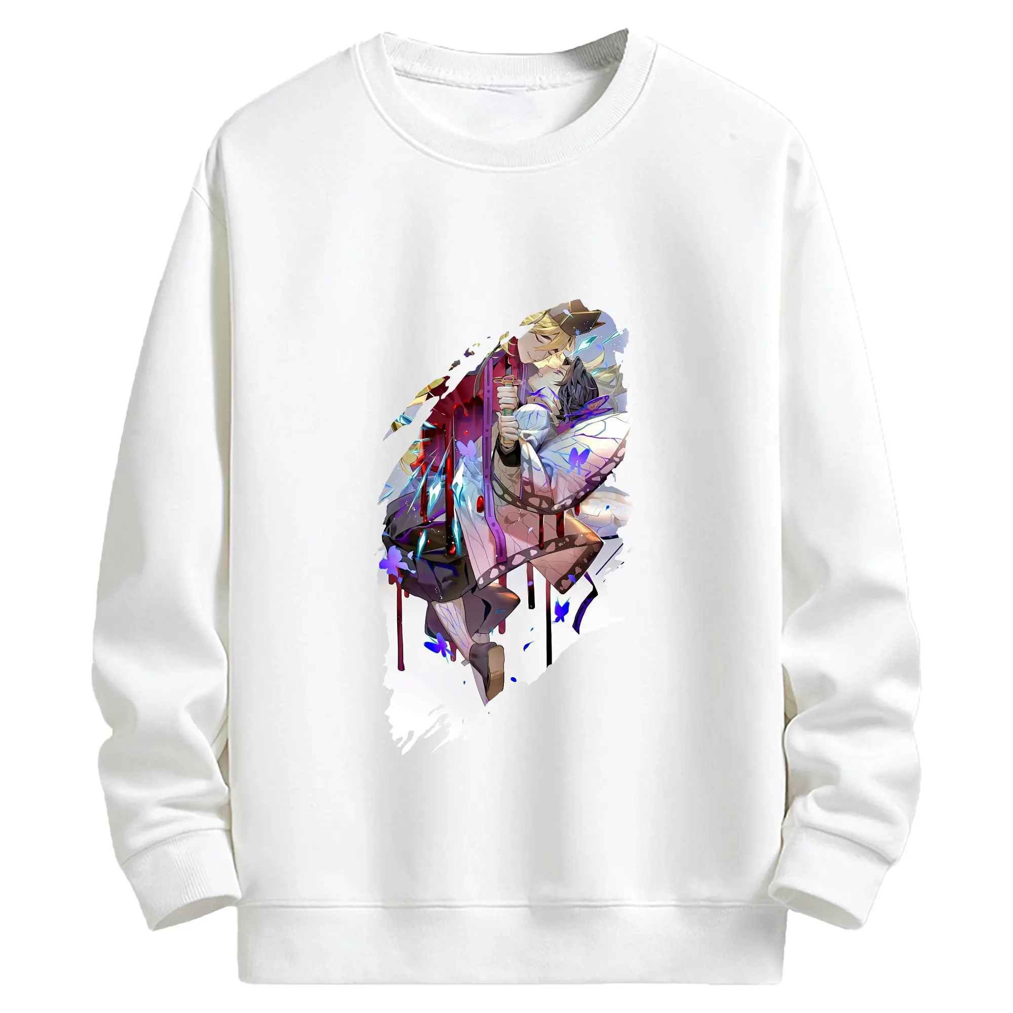 鬼滅の刃 グッズ,童磨 - 高品質 クルーネック スウェット ・ コットン59％ ポリエステル41％ ・ ユニセックス 長袖 トレーナー ・ カジュアル デイリー スポーツ 散歩用