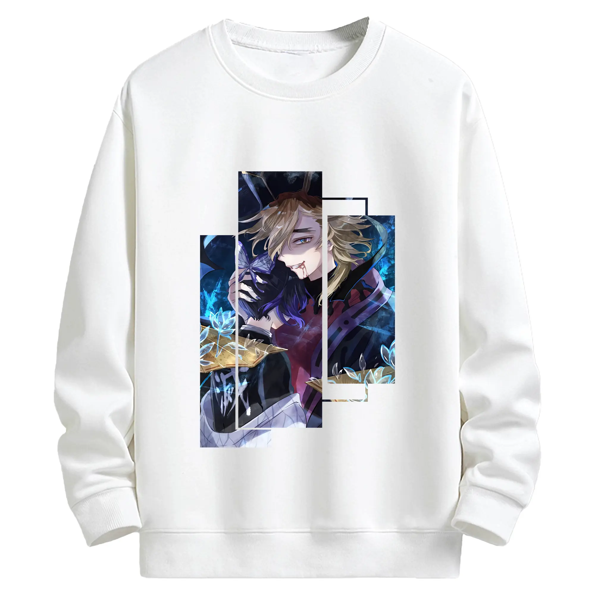 鬼滅の刃 グッズ,童磨 - 高品質 クルーネック スウェット ・ コットン59％ ポリエステル41％ ・ ユニセックス 長袖 トレーナー ・ カジュアル デイリー スポーツ 散歩用