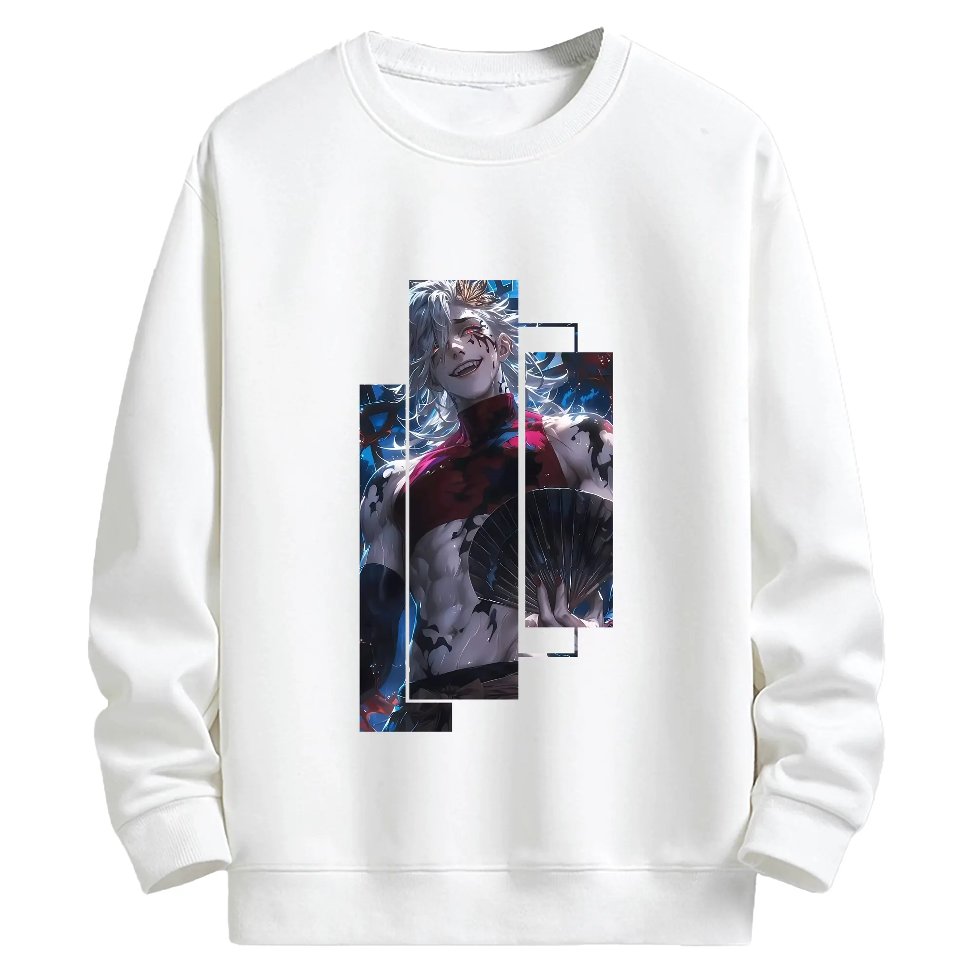 鬼滅の刃 グッズ,童磨 - 高品質 クルーネック スウェット ・ コットン59％ ポリエステル41％ ・ ユニセックス 長袖 トレーナー ・ カジュアル デイリー スポーツ 散歩用