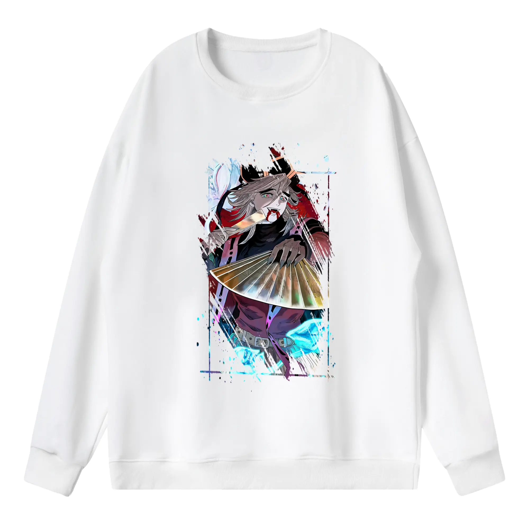 鬼滅の刃 グッズ,童磨 - 薄手 クルーネック スウェット 裏毛260g · ポリエステル 春秋向け カジュアル 男女兼用 · トレーナー デイリー スポーツ 散歩に最適